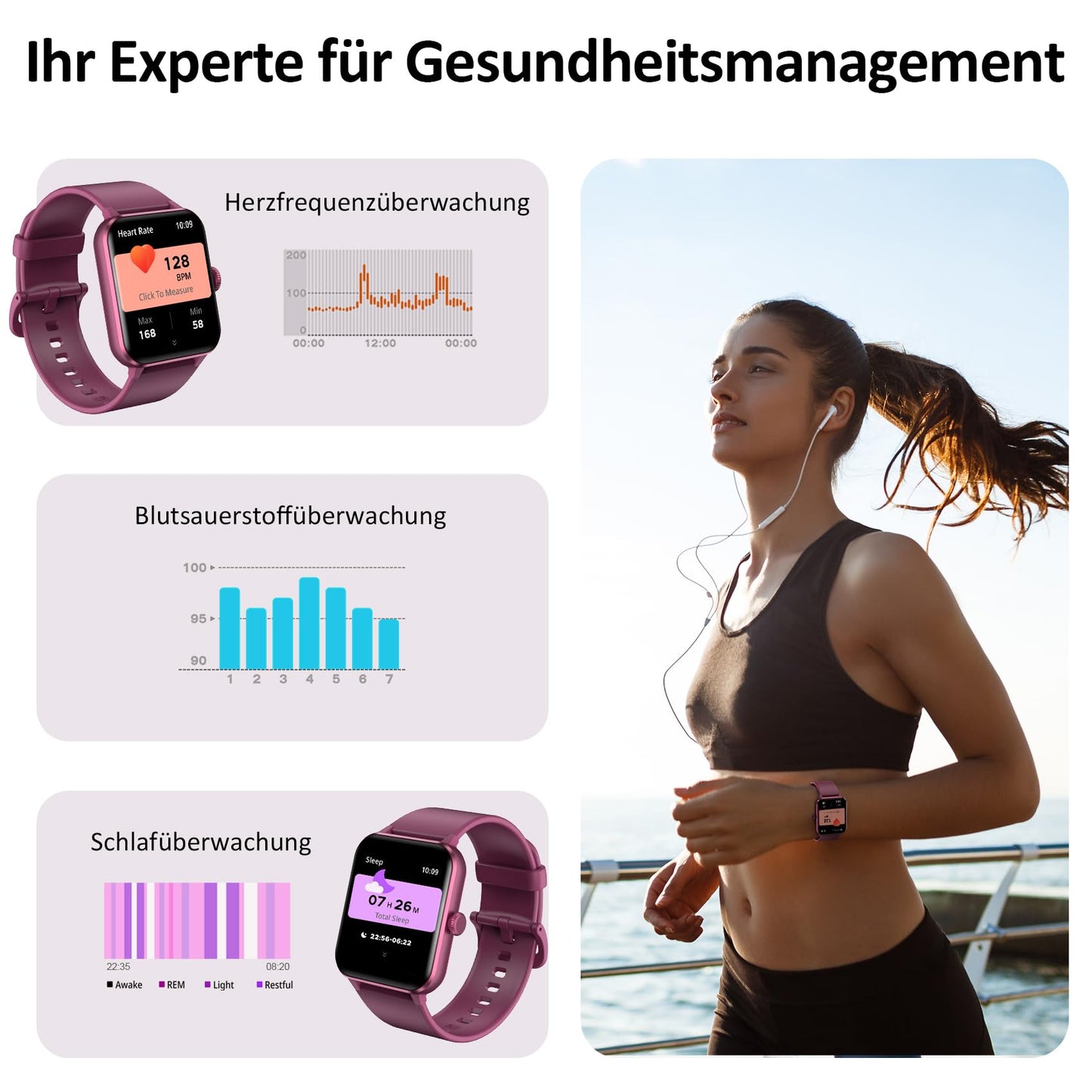 Blackview Smartwatch Herren Damen mit Telefonfunktion(Anrufe tätigen/empfangen)/Message Reminder, Sportuhr mit 100+Sportmodi, Fitnessuhr,Puls-Schlaf-Monitor, Schrittzähler, Smart Watch für Android iOS
