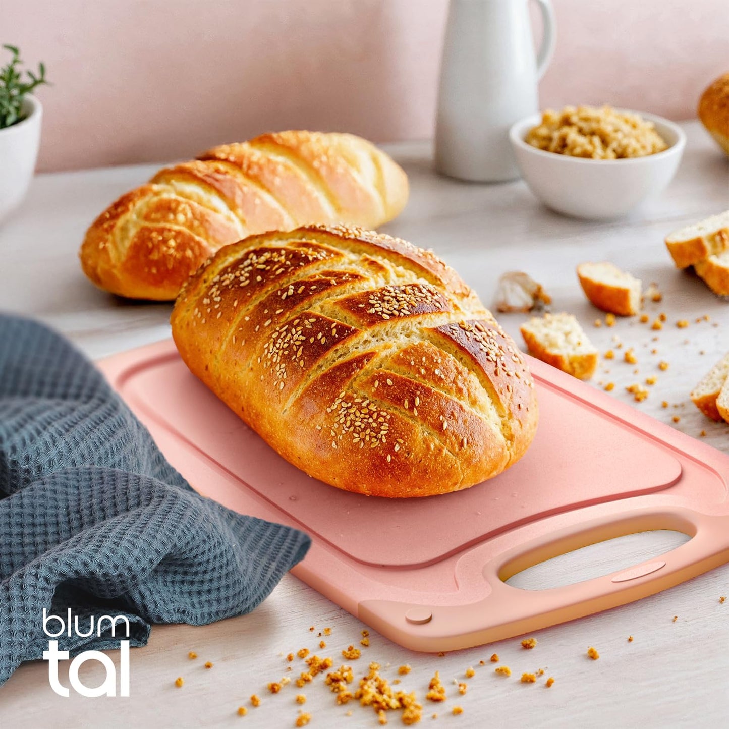 Blumtal Schneidebrett Set mit 3 Größen (S/M/L) - Schneidebrett Kunststoff groß + Saftrillen & Griff - Cutting Board - Küchenbrett BPA frei - Schneidbrett Spülmaschinenfest - Schneidebretter Grau