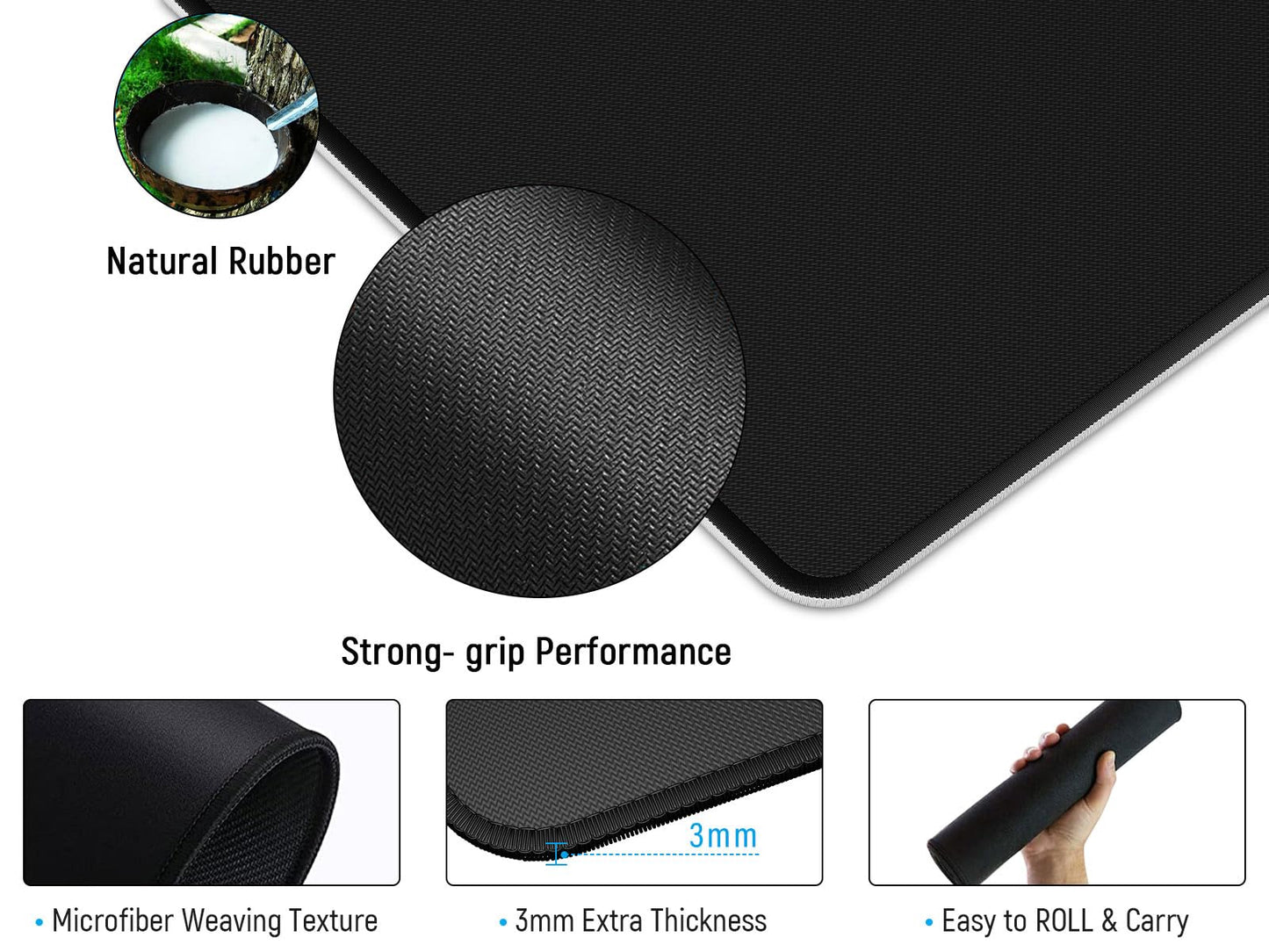 JIALONG Großes Mauspad mit Excel Tastaturkürzeln für Office, multifunktional, komfortabel Gaming Mousepad, Anti Rutsch Schreibtischunterlage für Büro und Zuhause 900x400mm