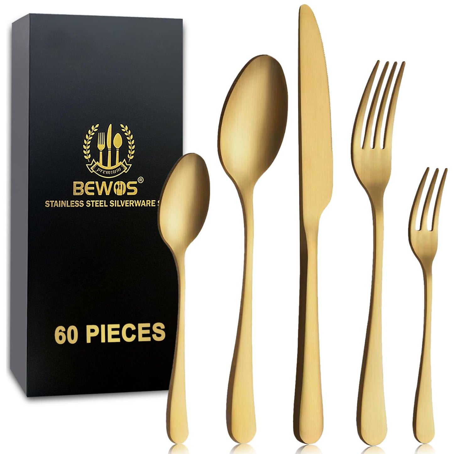 BEWOS Besteck Set für 6 Personen, 30 teilig Essbesteck Set inkl. Messer, Gabel, Löffel, Besteck Edelstahl Spiegelpoliert, Spülmaschinenfest