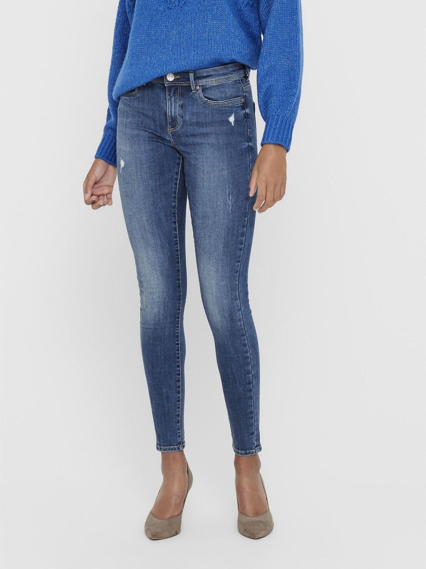 ONLY Women’s ONLWAUW Mid-Rise Skinny Fit Jeans
