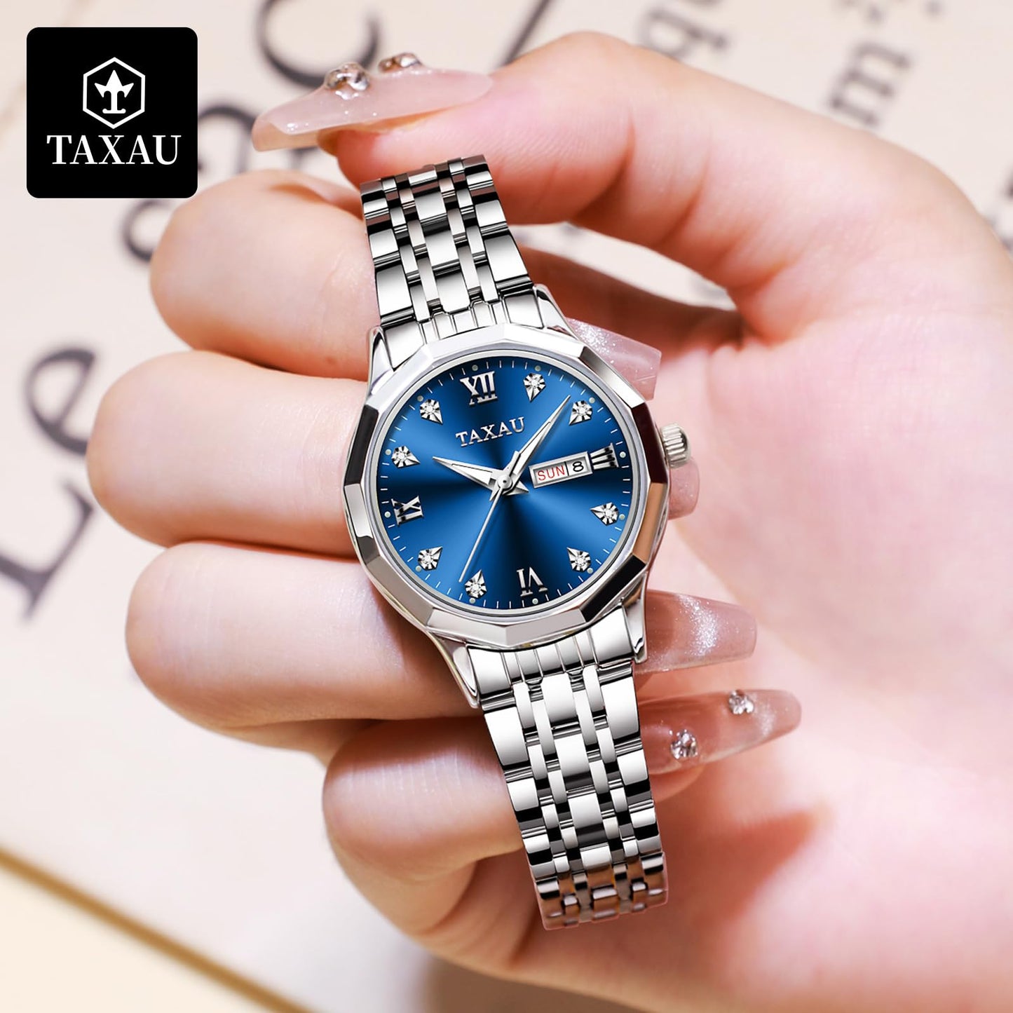 Taxau Uhr Frauen Luxus Edelstahl Uhren Frauen Kleid für Frauen wasserdichte Analog Quarz Damenuhren Klassische Reloj para Mujer