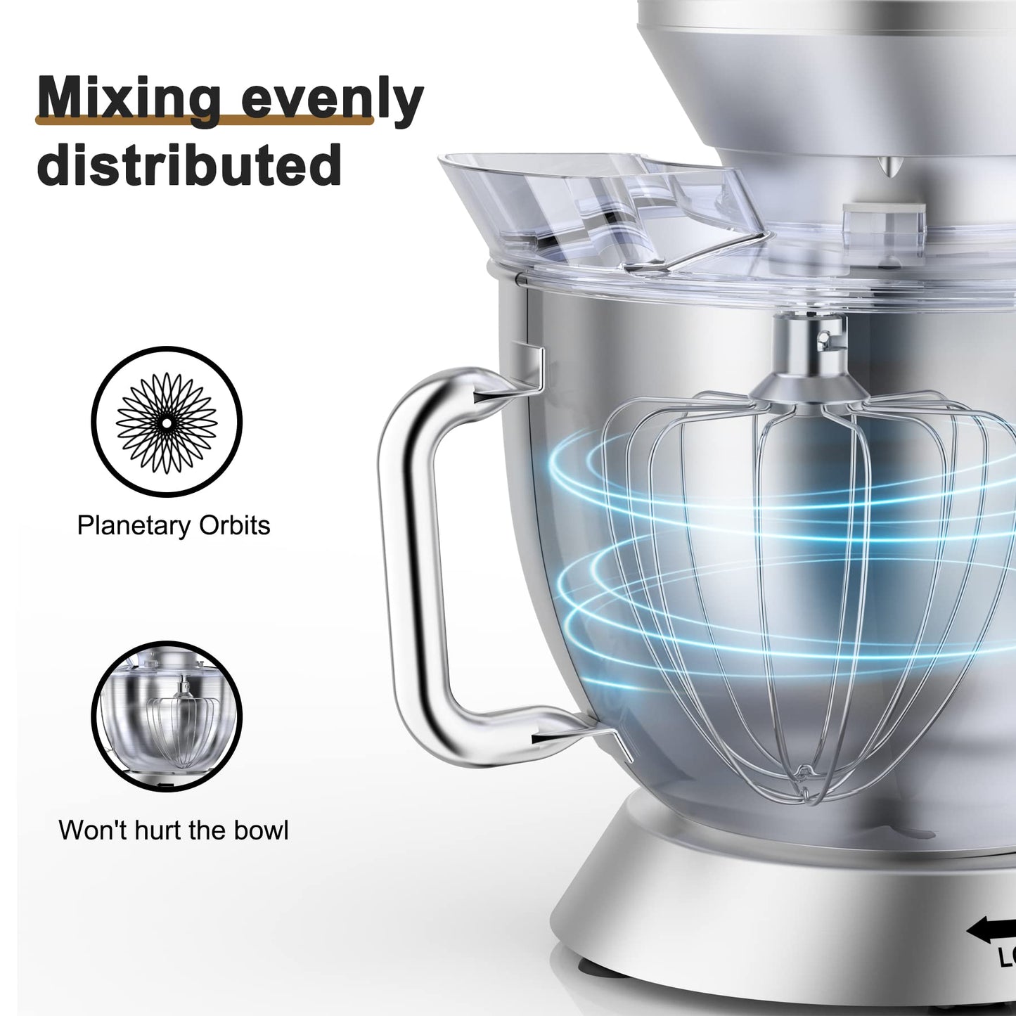 9.5L Küchenmaschine Knetmaschine 1500W, DOBBOR Rührmaschine mit Rührbesen, Knethaken, Schlagbesen, Spritzschutz, 7 Geschwindigkeit Planetarisches Rührsystem, leise und multifunktional. (rot)