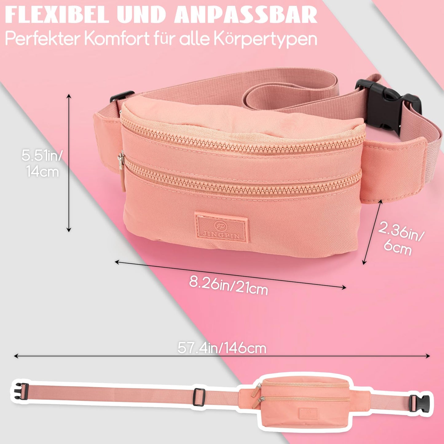 Bauchtasche Herren Und Damen, Fanny Pack, Gürteltasche Herren, wasserdichte Bauchtasche, für Reisen, Radfahren, Arbeit, Sport und Wandern (Schwarz)