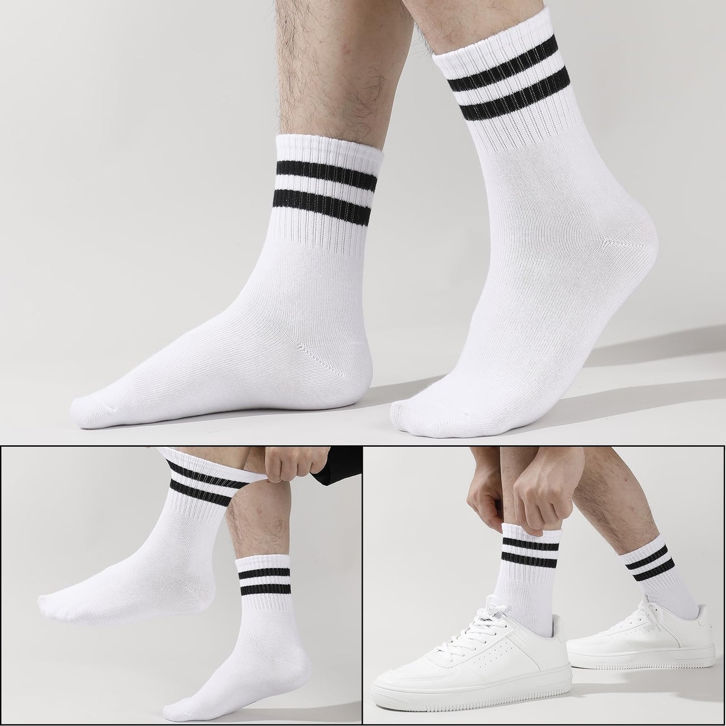 Taonganui Men’s Tennis Socks – 6-Pack Striped Cotton Sports Socks