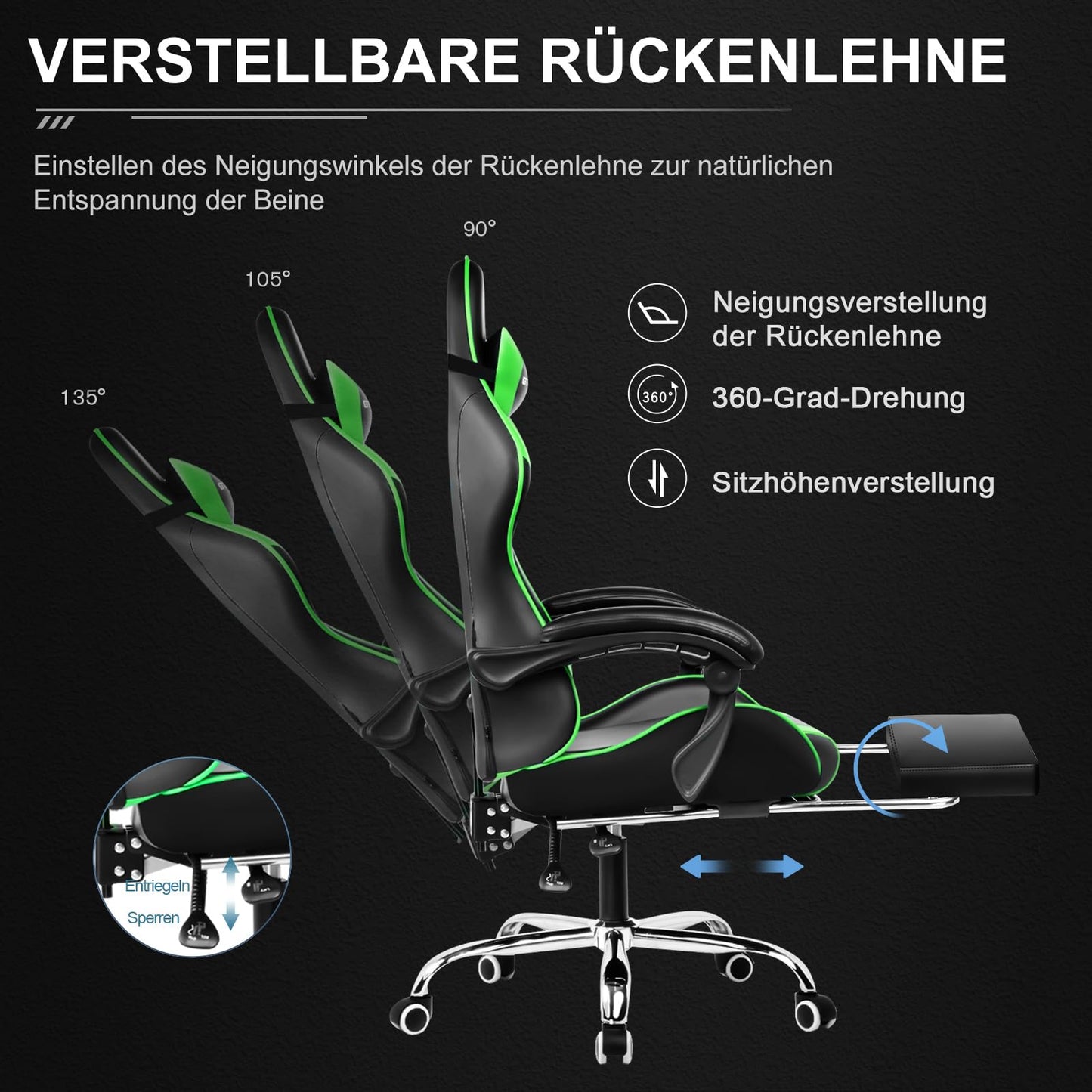 GTPLAYER Office Chair Gaming Chair Massage Gaming Armchair Ergonomic Gamer Chair with Footrest, Headrest Massage Lumbar Cushion, Padded Gaming Chair, Swivel Chair White