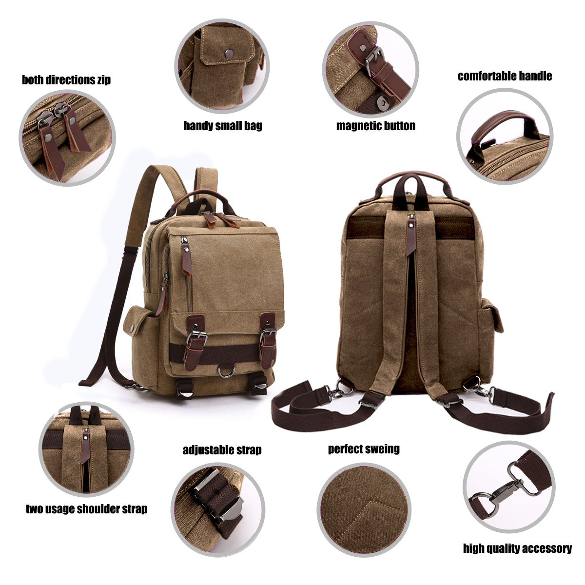 LOSMILE Vintage Canvas Backpack for Men & Women