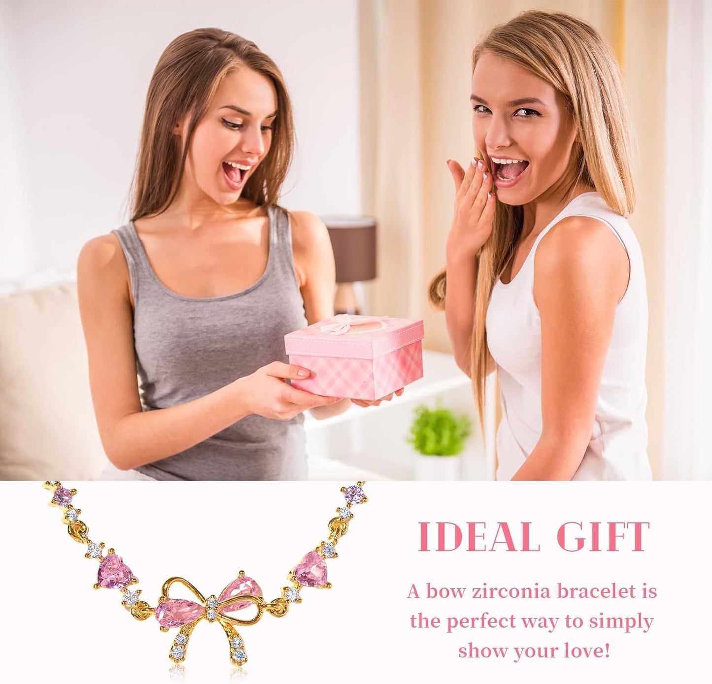 Auiremrti Friendship Bracelet with Zirconia Bow Knot