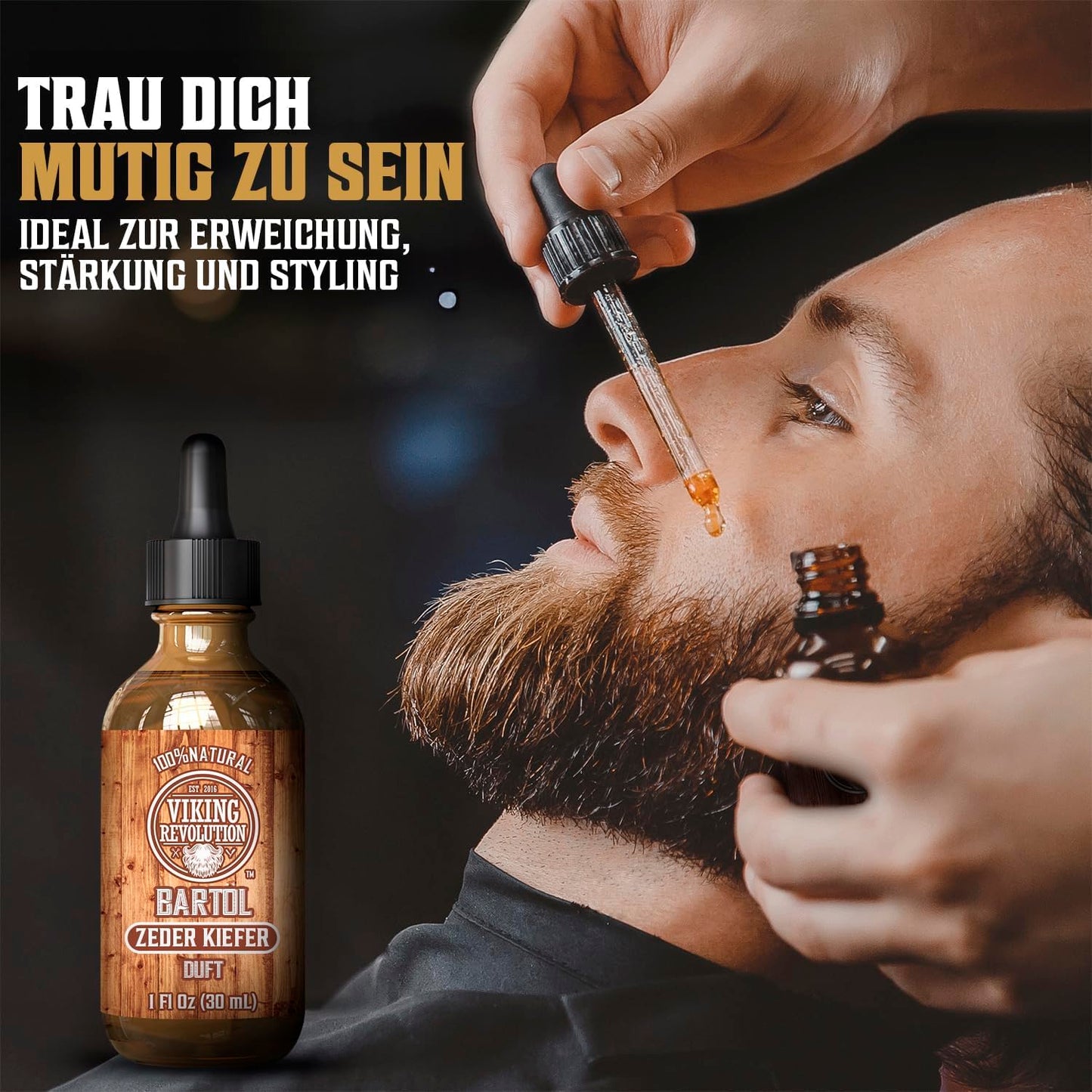 Viking Revolution - Bartöl - Macht Weich, Schützt und Stärkt - Natürliches Argan- und Jojobaöl - Bartöl Herren - Geschenke Für Männer - Sandelholz - 30 ml