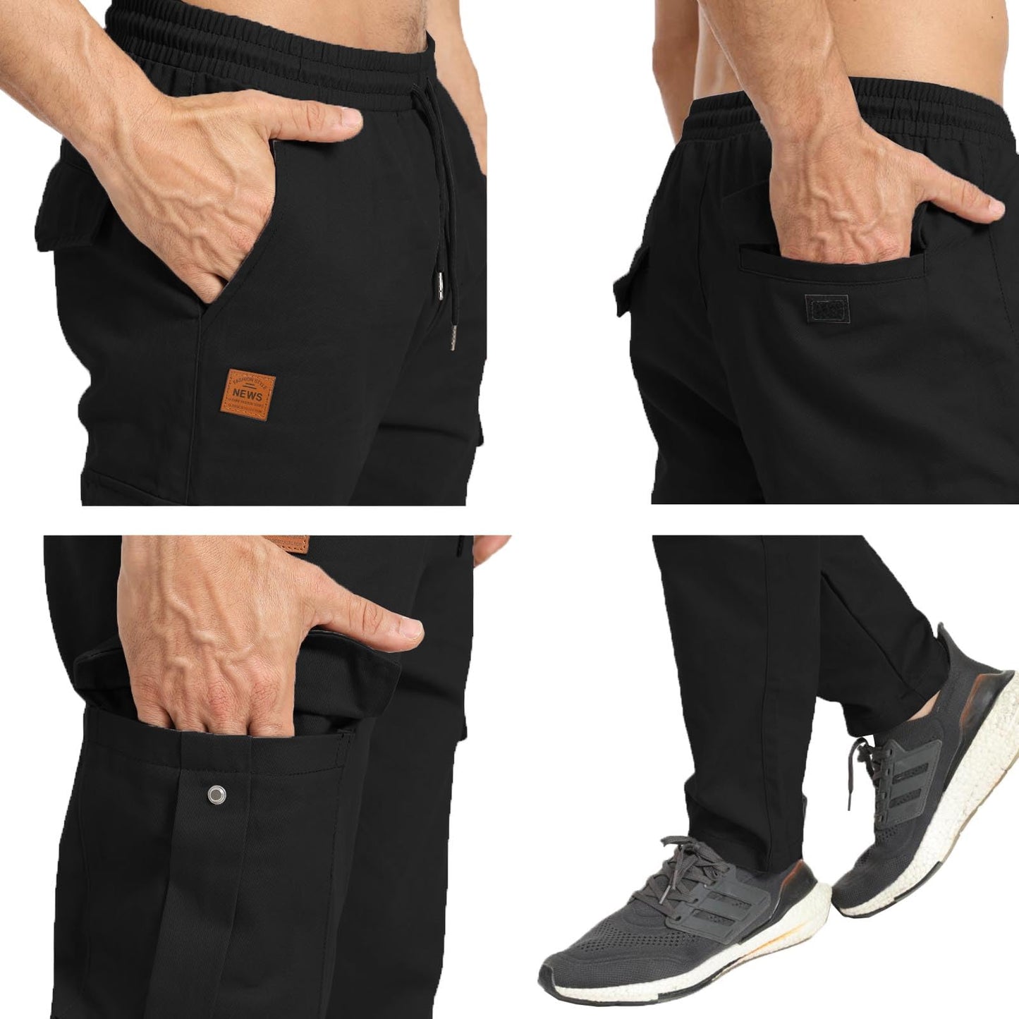 JustSun Men’s Cargo Jogger Pants – 100% Cotton Chino Style