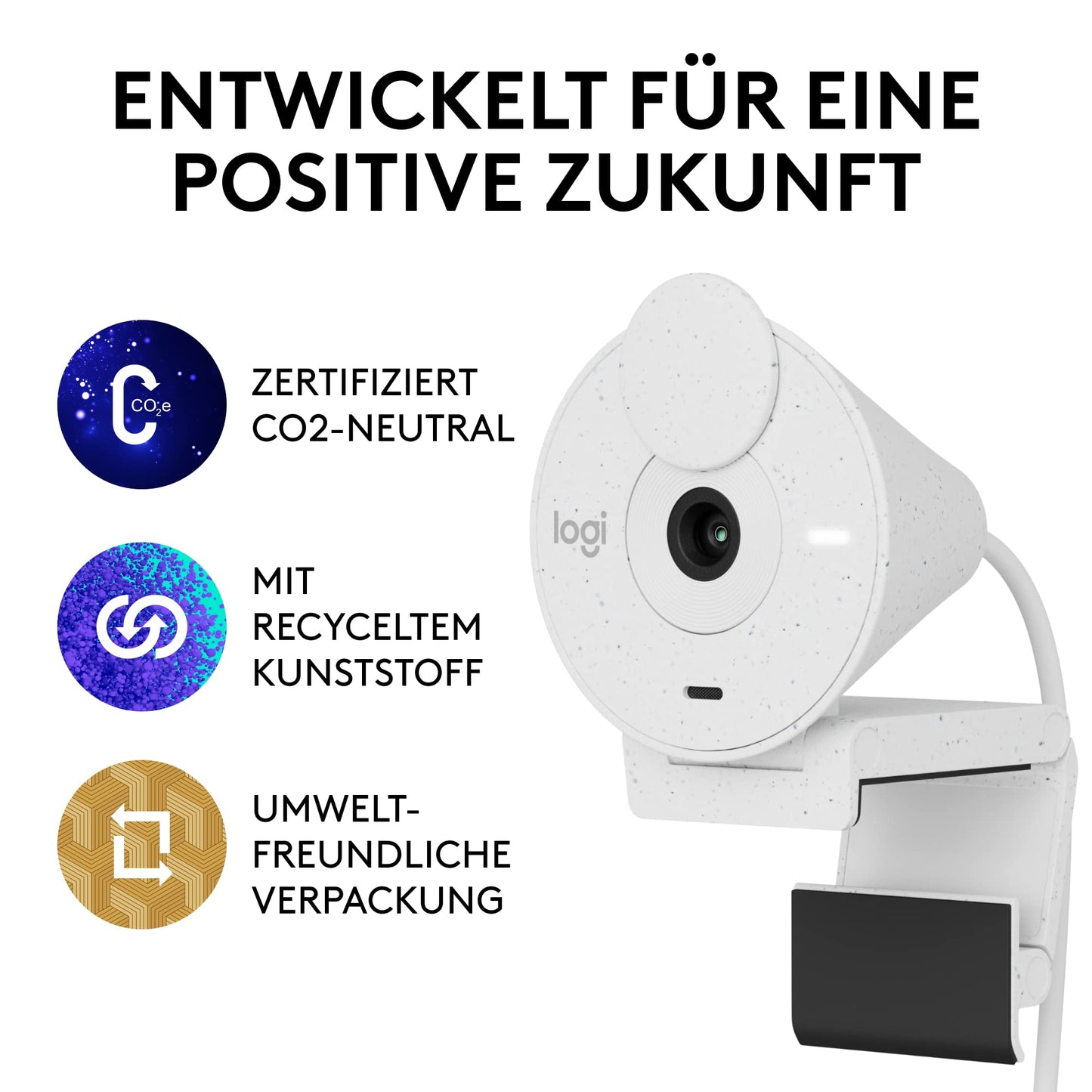 Logitech Brio 300 Full HD-Webcam mit Sichtschutz, Mikrofon mit Rauschunterdrückung, USB-C, Zertifiziert für Zoom, Microsoft Teams, Google Meet, Streaming, Automatische Lichtkorrektur - Graphit