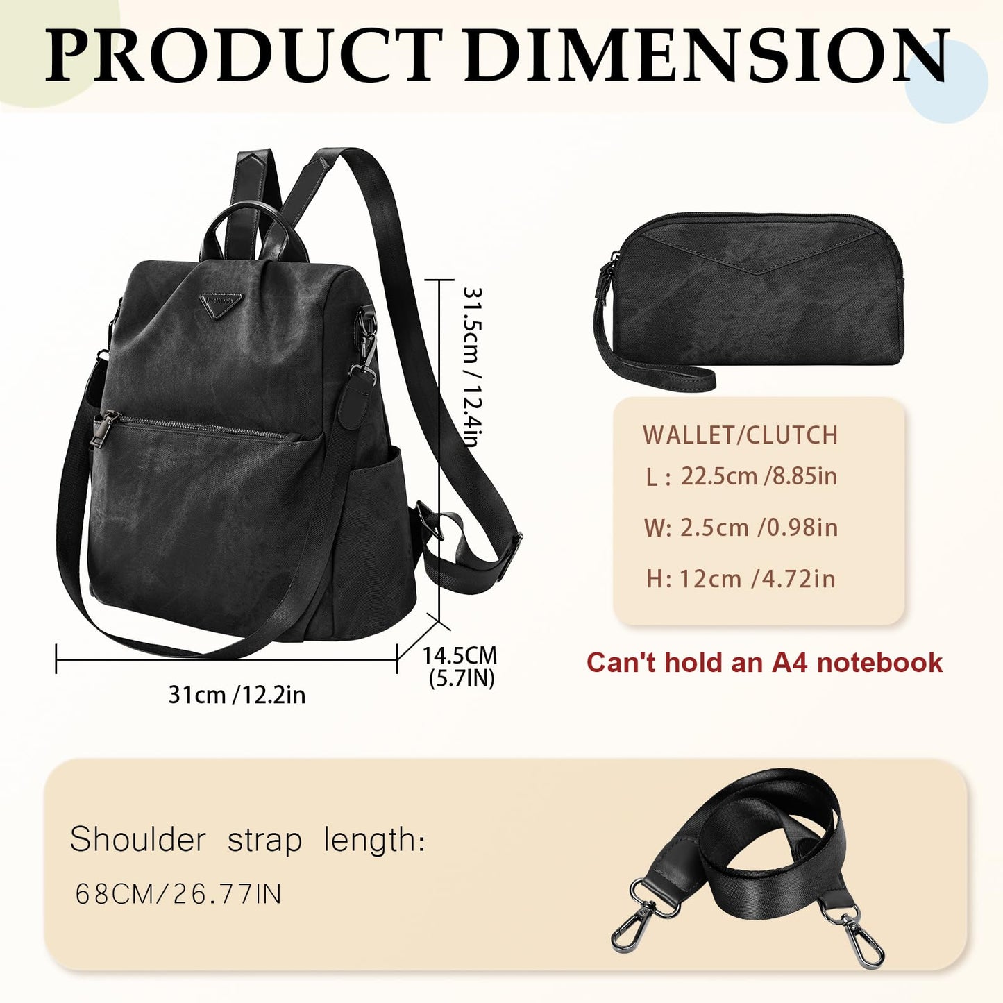 Small Vegan Leather Anti-Theft Backpack for Women