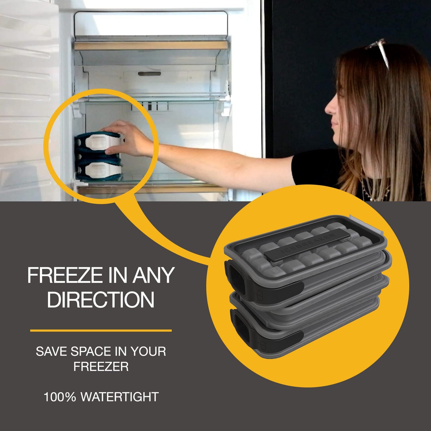 ICEBREAKER POP 2.0 ice cube tray - Make and serve ice without touching the ice - The hygienic ice container for the freezer - Silicone container with lid - 18 ice cubes (2 pieces)