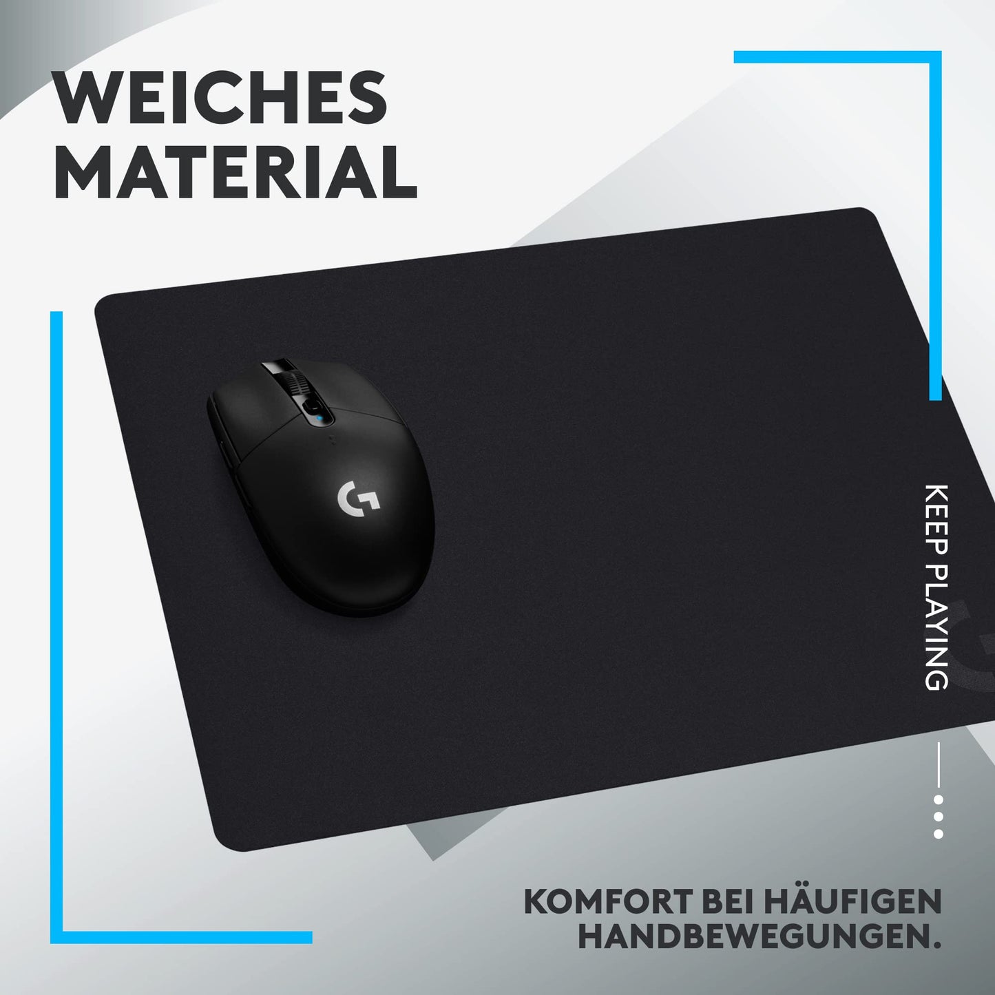 Logitech G G240 Stoff-Gaming-Mauspad, optimiert für Gaming-Sensoren, mäßige Oberflächenreibung, rutschfeste Mausmatte, Mac- und PC-Gaming-Zubehör, 340 x 280 x 1 mm