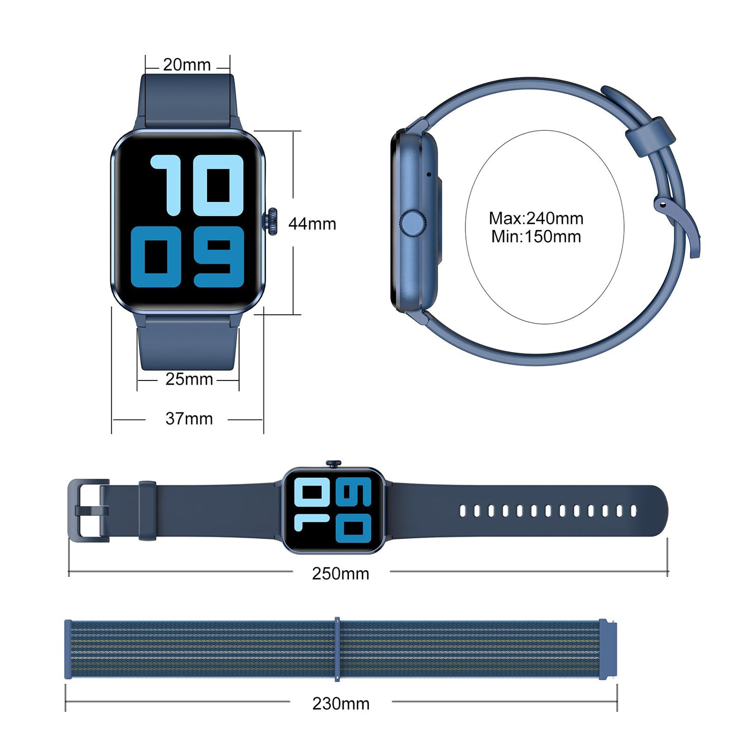 Blackview Smartwatch Herren Damen mit Telefonfunktion(Anrufe tätigen/empfangen)/Message Reminder, Sportuhr mit 100+Sportmodi, Fitnessuhr,Puls-Schlaf-Monitor, Schrittzähler, Smart Watch für Android iOS
