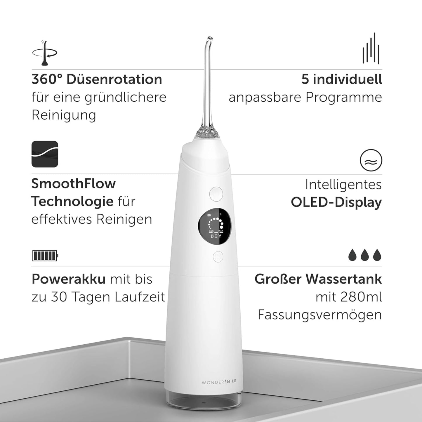 Wondersmile Schallzahnbürste PRO - Testsieger 2023-100 Tage risikofrei testen - Elektrische Zahnbürste mit 4 Putzprogrammen - Ultraschallzahnbürste mit smarten Bürstenkopf (1er Set, Ultimate Black)