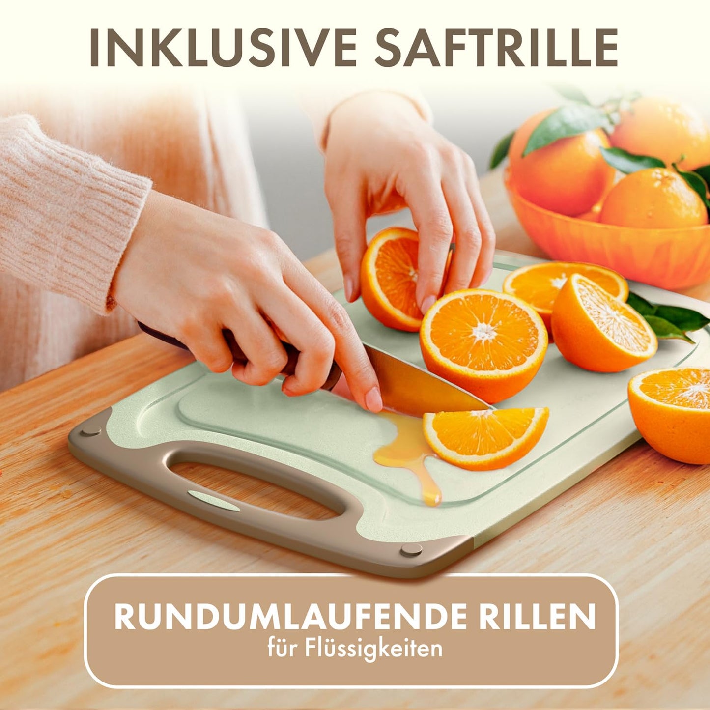 Blumtal Schneidebrett Set mit 3 Größen (S/M/L) - Schneidebrett Kunststoff groß + Saftrillen & Griff - Cutting Board - Küchenbrett BPA frei - Schneidbrett Spülmaschinenfest - Schneidebretter Grau