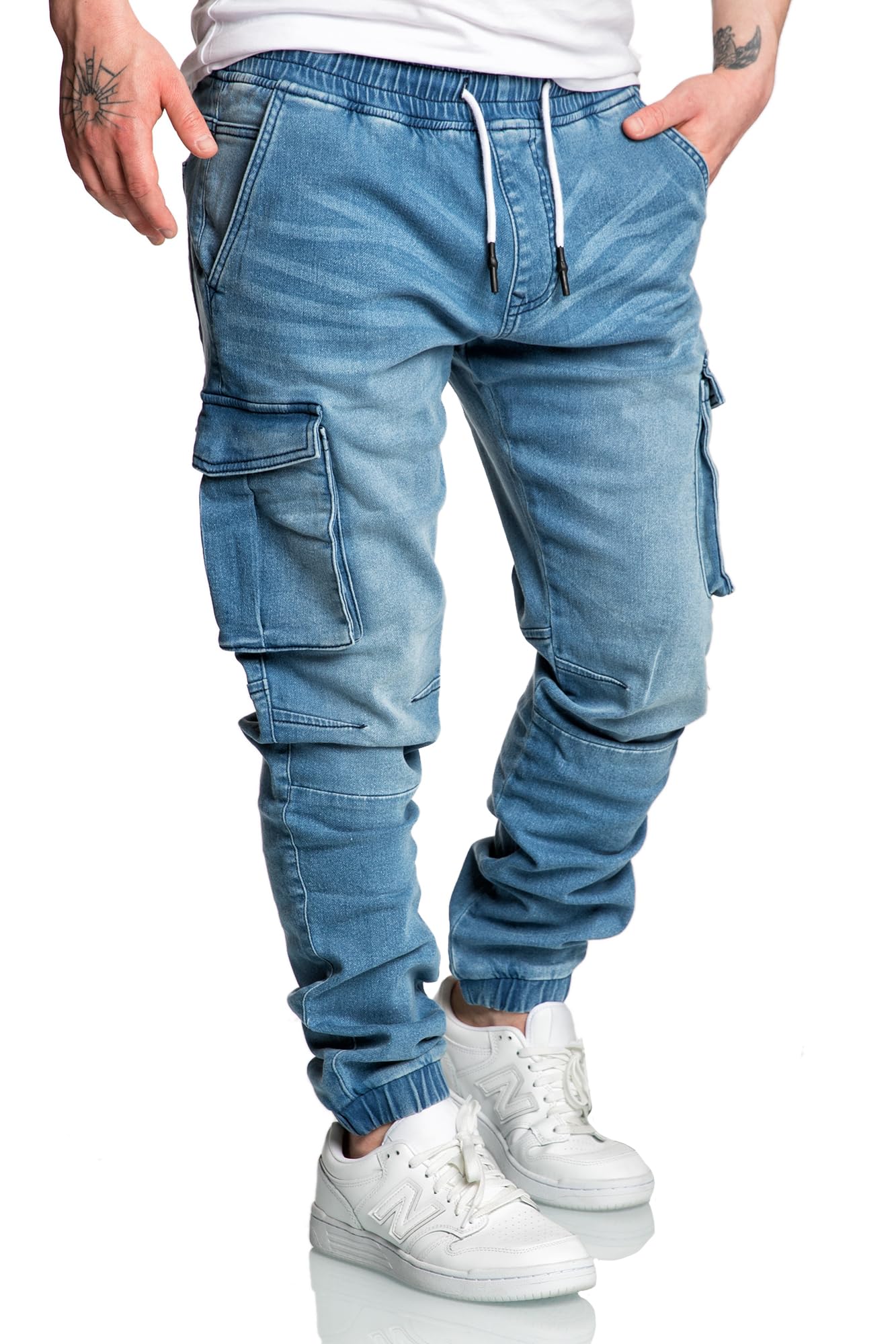Amaci&Sons Men’s Cargo Sweat Jeans