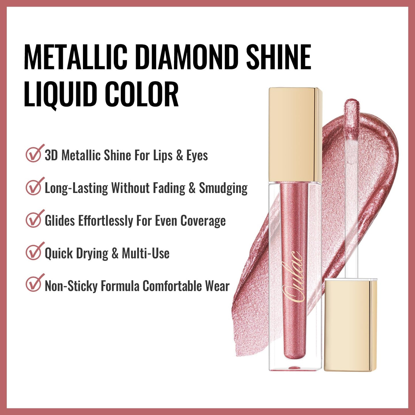 Oulac Metallic Glitter 2-in-1 Lipstick Eyeshadow Long-Lasting Waterproof High-Pigment