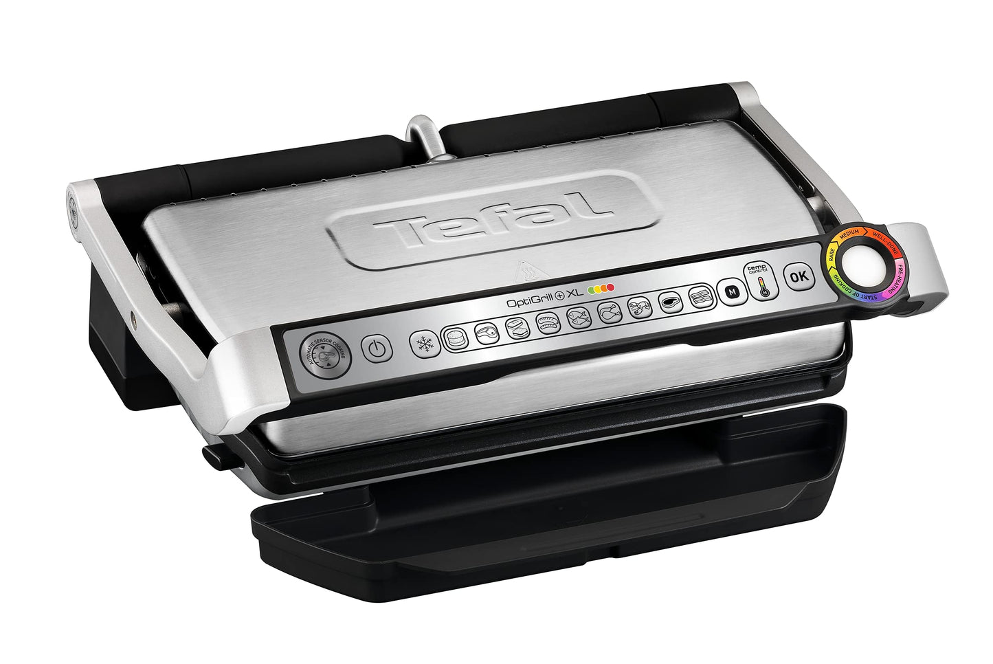 Tefal OptiGrill contact grill, 6 programs, cooking level indicator, removable plates, manual mode, electric grill, black, GC705816