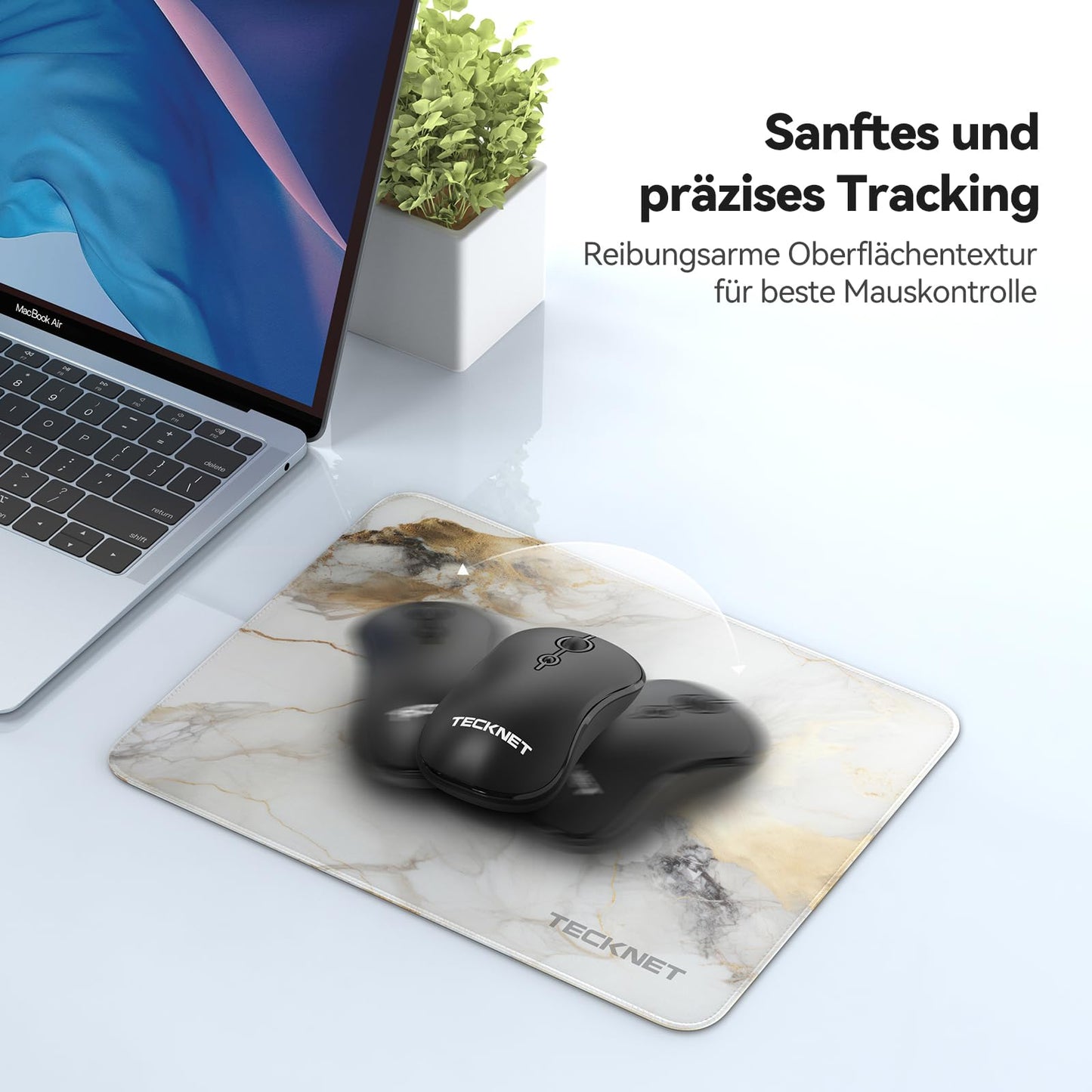 TECKNET Mauspad, 280 x 210 mm Gaming Mousepad mit Wasserdicht und Rutschfester Gummi für PC-Büro, Arbeit, Gaming, Studium, Laptop, Computer, Zuhause-Schwarz