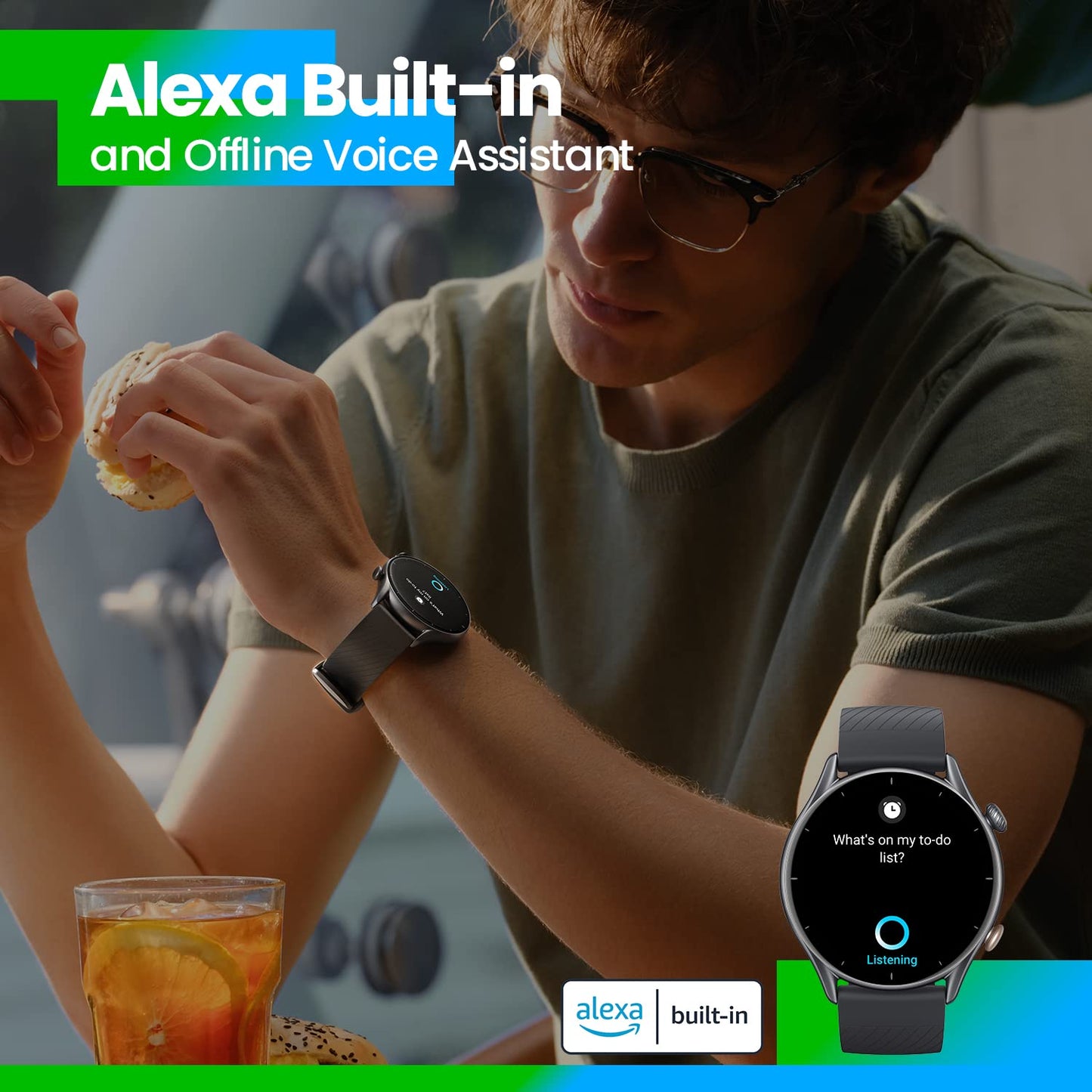 Amazfit Smartwatch GTR 3 46mm mit Gesundheitsüberwachung, SpO2, Zyklusüberwachung, GPS Sportuhr mit 150+ Sportmodi, 21 Tage Akku, Alexa für Herren Damen, Schwarz, Einheitsgröße