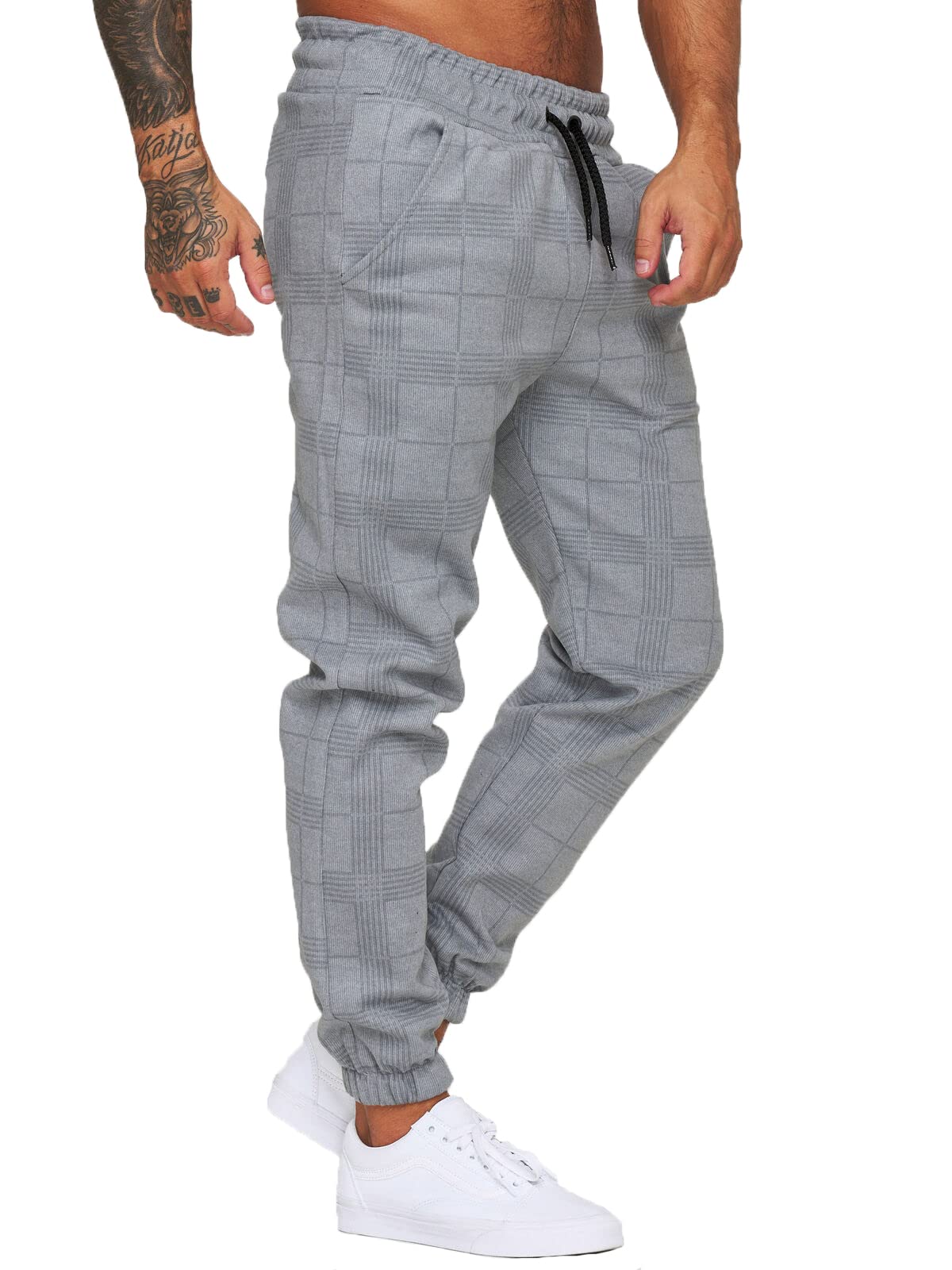 Men's Loose Fit Plaid Jogger Sweatpants