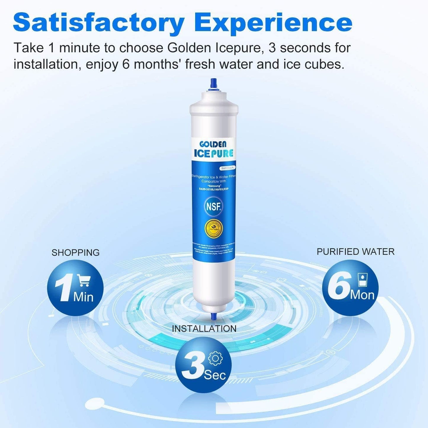 GOLDEN ICEPURE Water Filter Refrigerator Compatible with Samsung HAIER LG Inline Refrigerator, 2 Pack