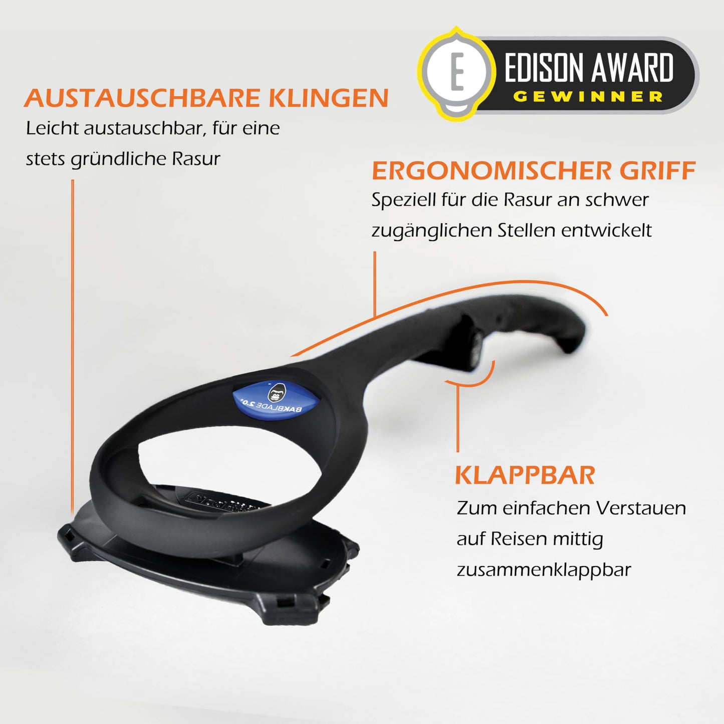 Bakblade 2.0 back and body razor with patented double blade technology