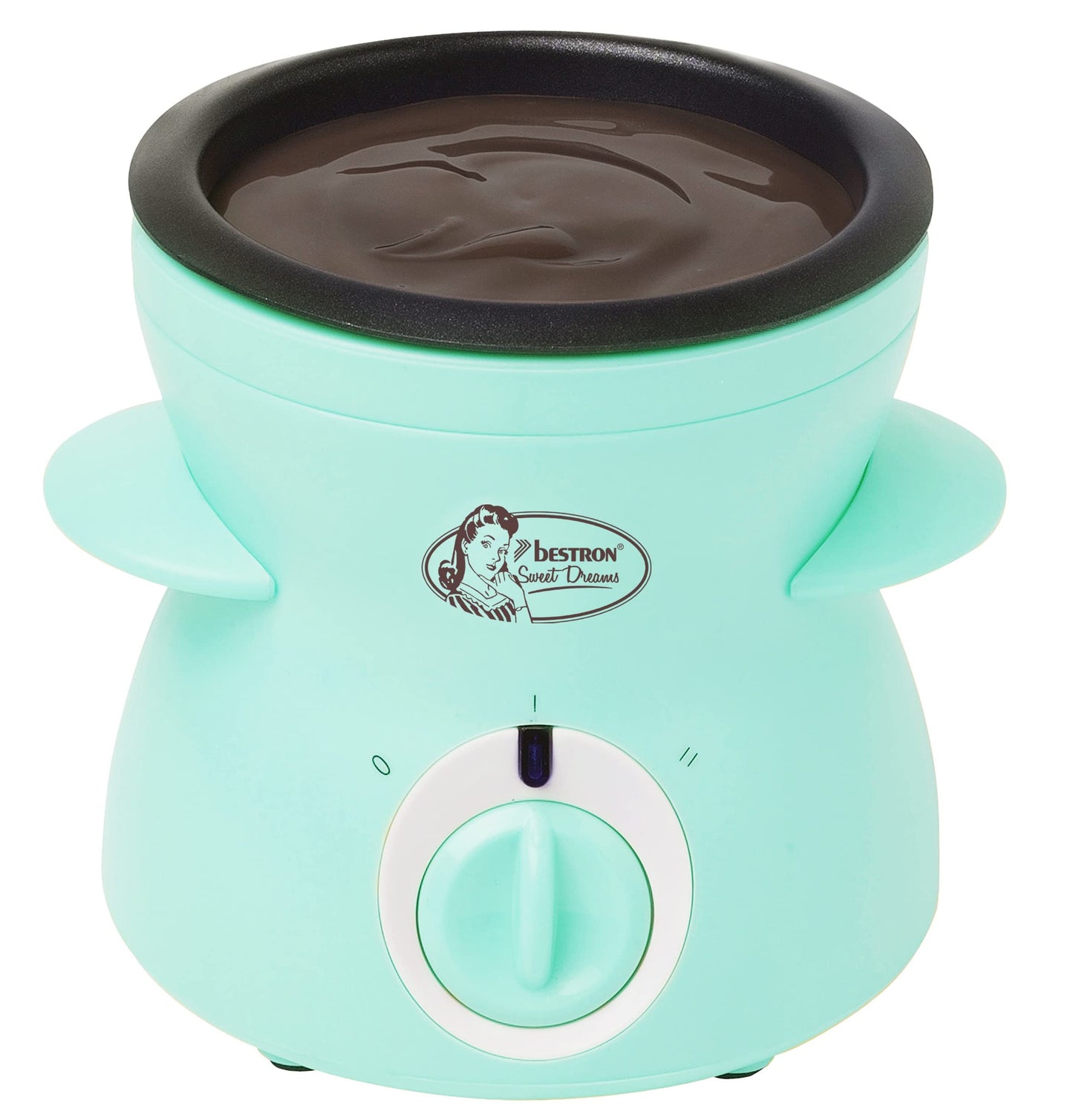 Bestron Schokoladen Fondue für 2 Personen, Mini-Schokofondue-Set, inkl. 10xSpieße, 10xGabeln und 1xSpachtel, 25Watt, Farbe: Rosa