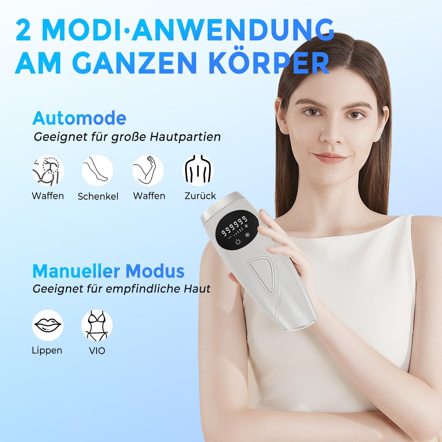 Atopskins IPL Haarentfernungsgerät, Schmerzlose Laser-Haarentfernung, 5 Intensitäten IPL Geräte Haarentfernung Und IPL Laser 2 in 1, Kann am Ganzen Körper Angewendet Werden, Inklusive IPL-Schutzbrille