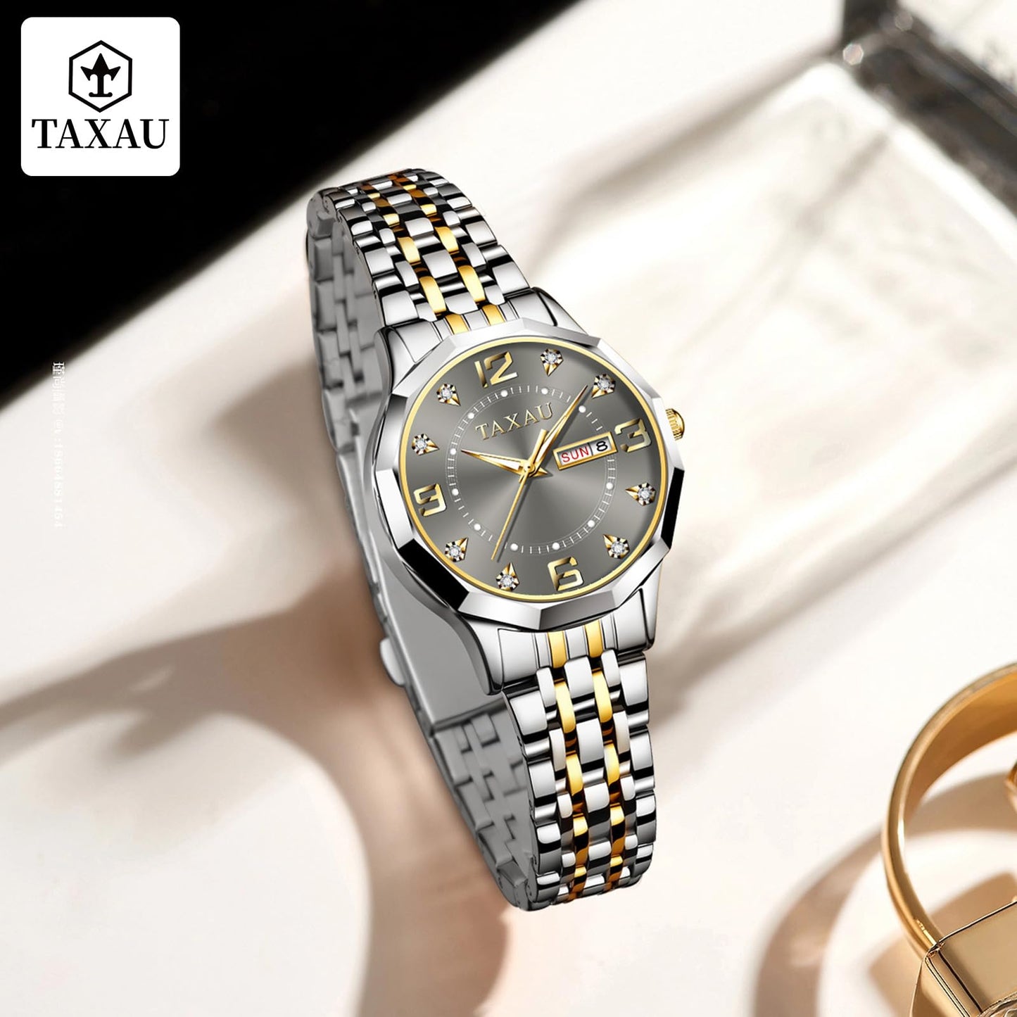 Taxau Uhr Frauen Luxus Edelstahl Uhren Frauen Kleid für Frauen wasserdichte Analog Quarz Damenuhren Klassische Reloj para Mujer
