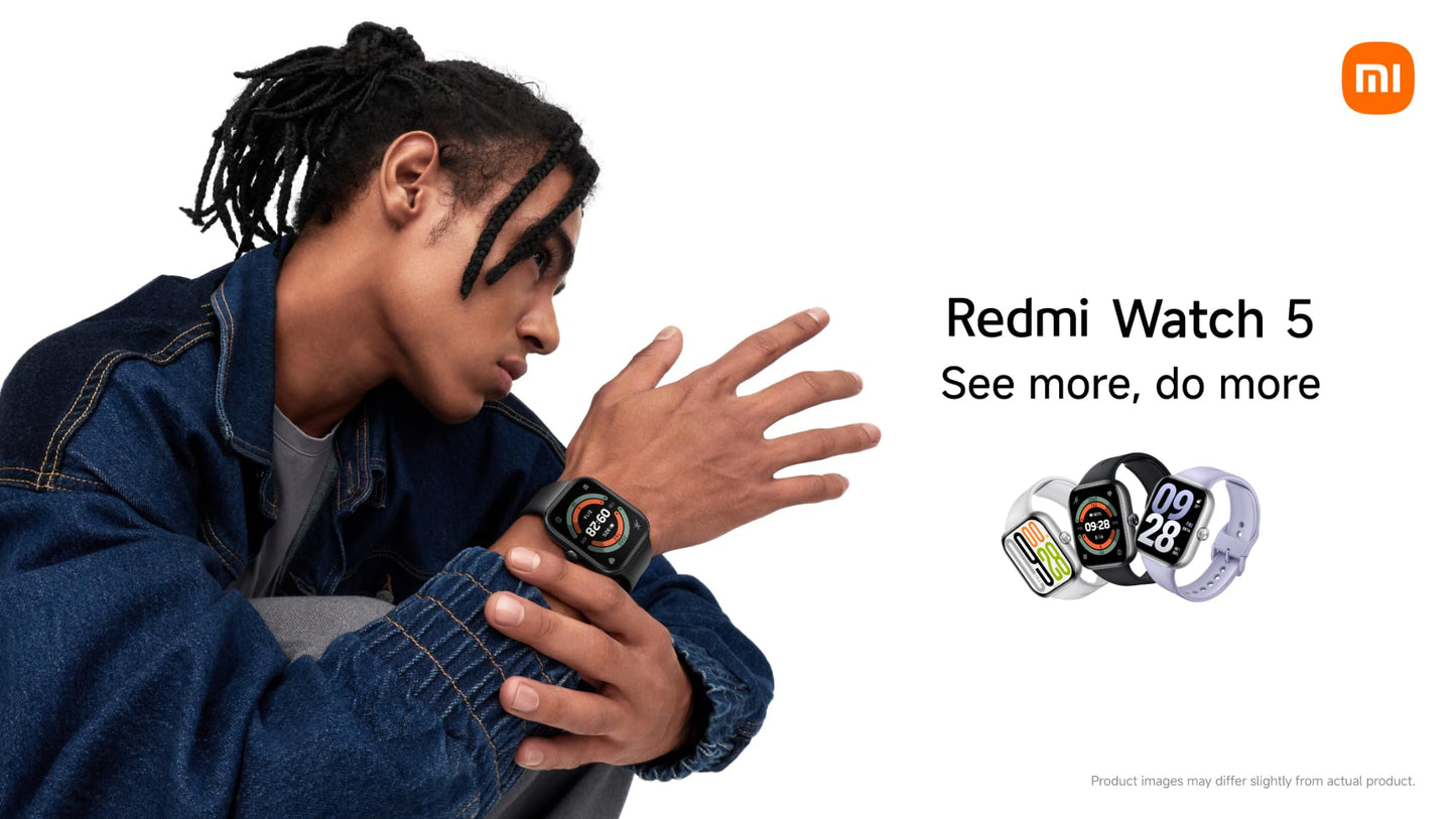 Xiaomi Redmi Watch 5 – 2.07" AMOLED, 60Hz, 24 Tage Akku, 150+ Sportmodi, 5ATM wasserfest, GNSS, Herzfrequenz & SPO₂-Sensor, Bluetooth Calling, Aluminium-Rahmen, drehbare Krone, Obsidian Black