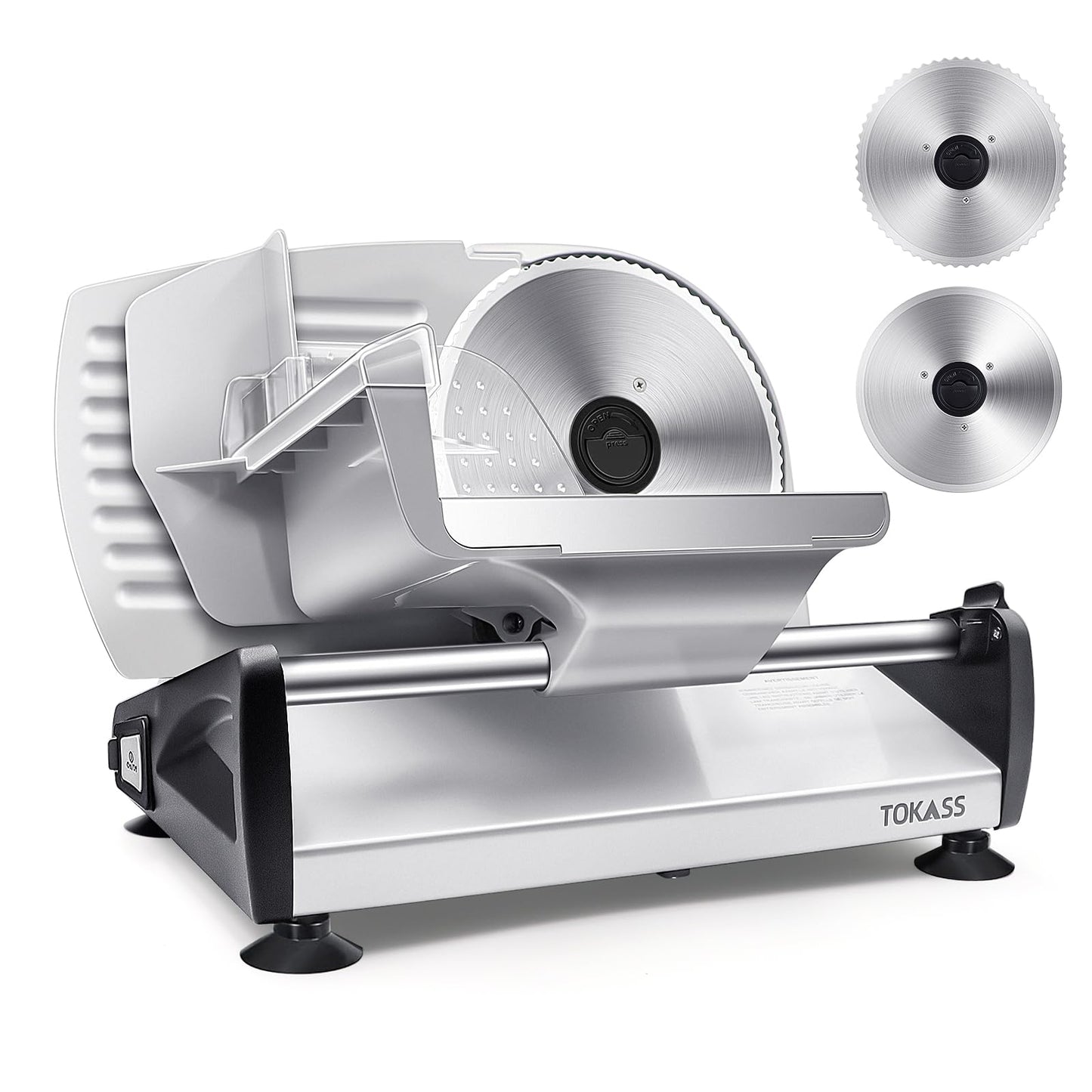 Elektrischer Allesschneider Edelstahl - Verstellbare Küchenmaschine 0 bis 15mm - 2 Klingen - Wurstschneidemaschine - Brotschneidemaschine, Schinkenschneider,Fleisch