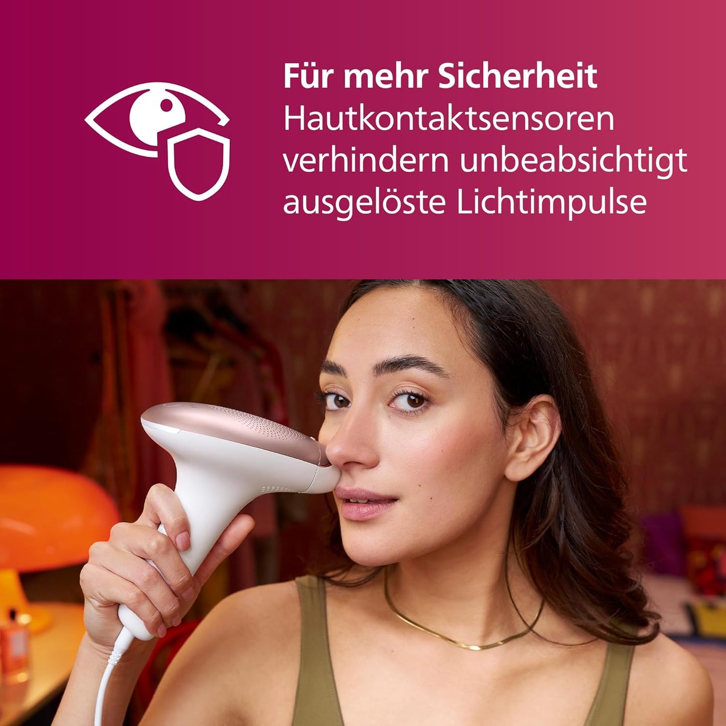 Philips Lumea IPL Haarentfernungsgerät 7000 Series – Haarentfernungsgerät mit Satin Compact Korrekturtrimmer, 2 Aufsätze für Körper und Gesicht (Modell BRI921/00)