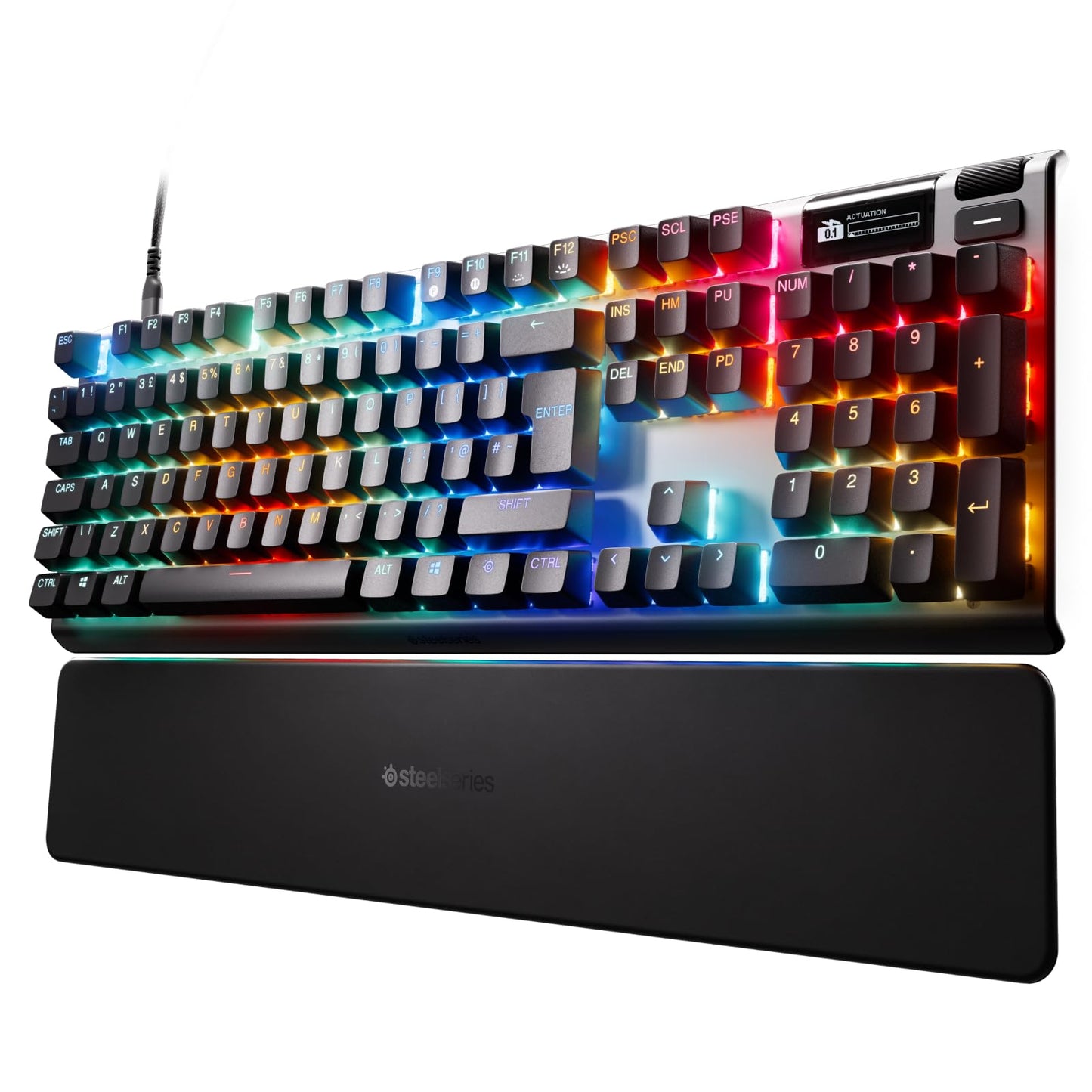 SteelSeries Apex Pro Gen 3 - HyperMagnetic Gaming-Tastatur - OmniPoint 3.0 Switches - anpassbares Ansprechverhalten - Rapid Trigger - Rapid Tap/SOCD - OLED - RGB - PBT-Keycaps - DE Layout QWERTZ
