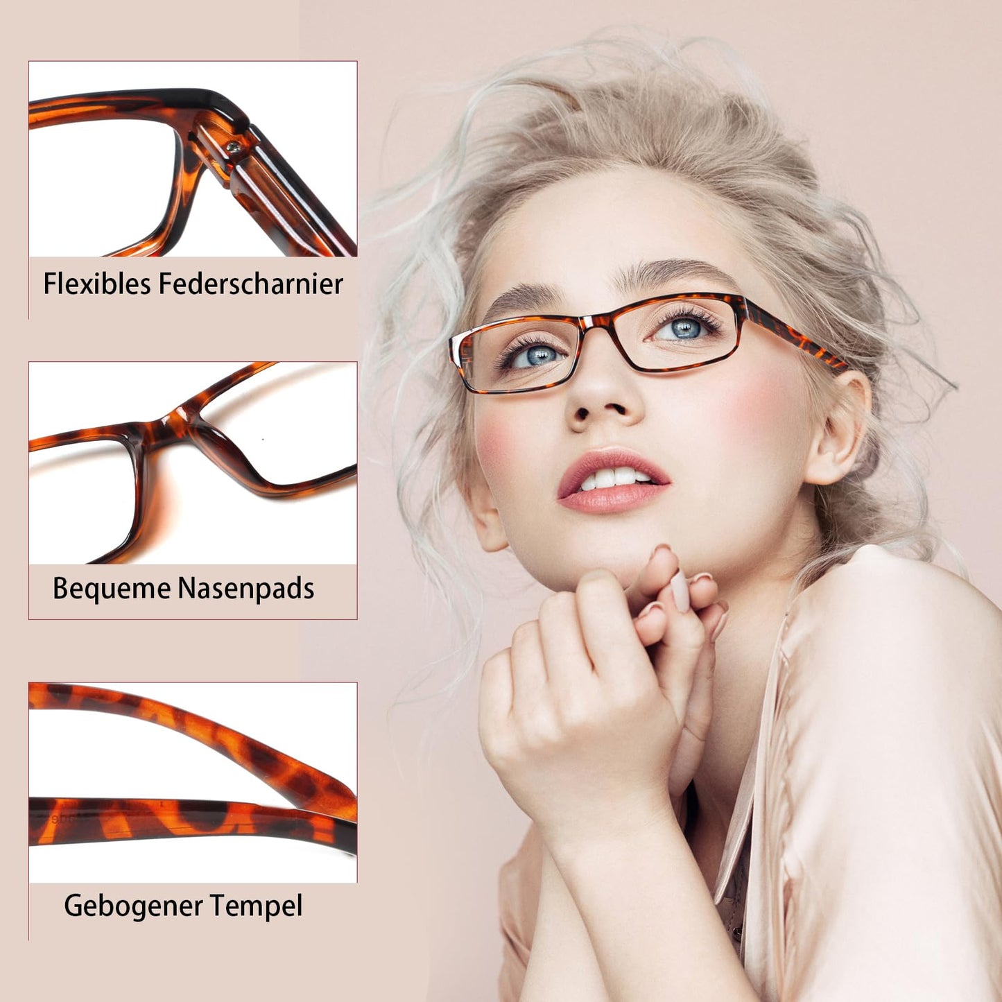 COJWIS Lesebrille 6 Pack herren und Damen Qualität Feder Scharnier Blaulichtfilter Leser Brille(6 Farbe Mischen-1, 2.00)