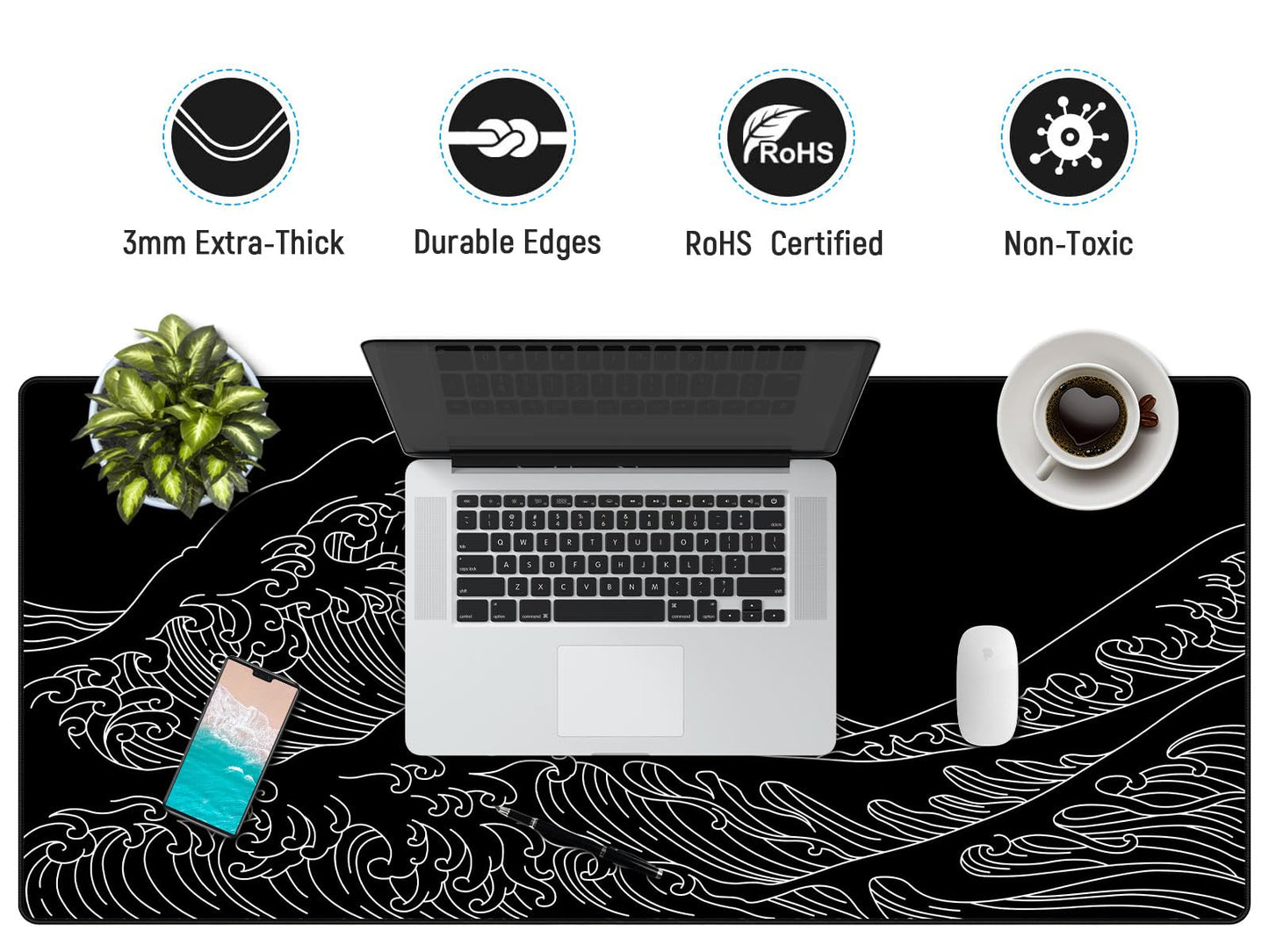 JIALONG Großes Mauspad mit Excel Tastaturkürzeln für Office, multifunktional, komfortabel Gaming Mousepad, Anti Rutsch Schreibtischunterlage für Büro und Zuhause 900x400mm