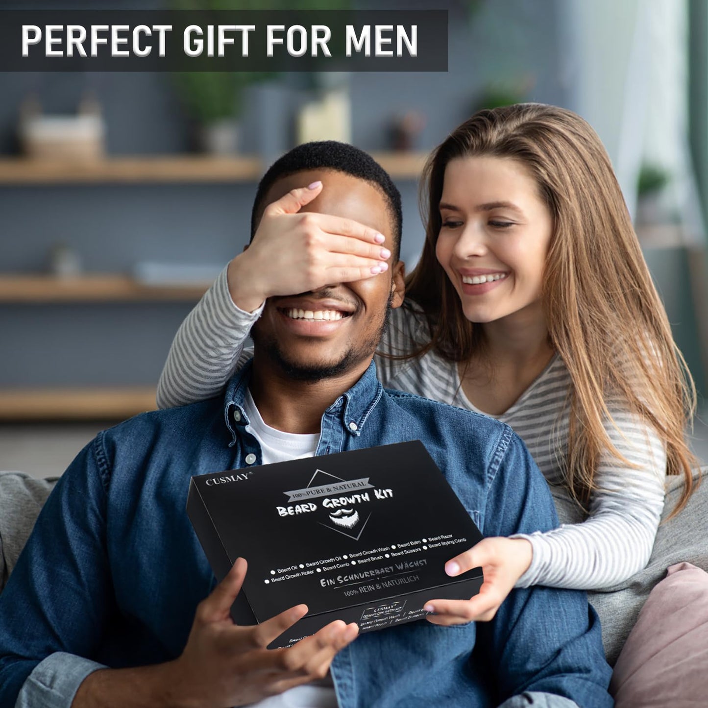 CUSMAY Bartpflege Set für Männer 9 Teilig,Geschenke Bart Set Herren mit Natürlich Bartshampoo,Bartöl,Bartbalsam,Bartkamm,Bartbürste,Bartschere, Männer Geschenkset für Vatertag Valentinstag Weih