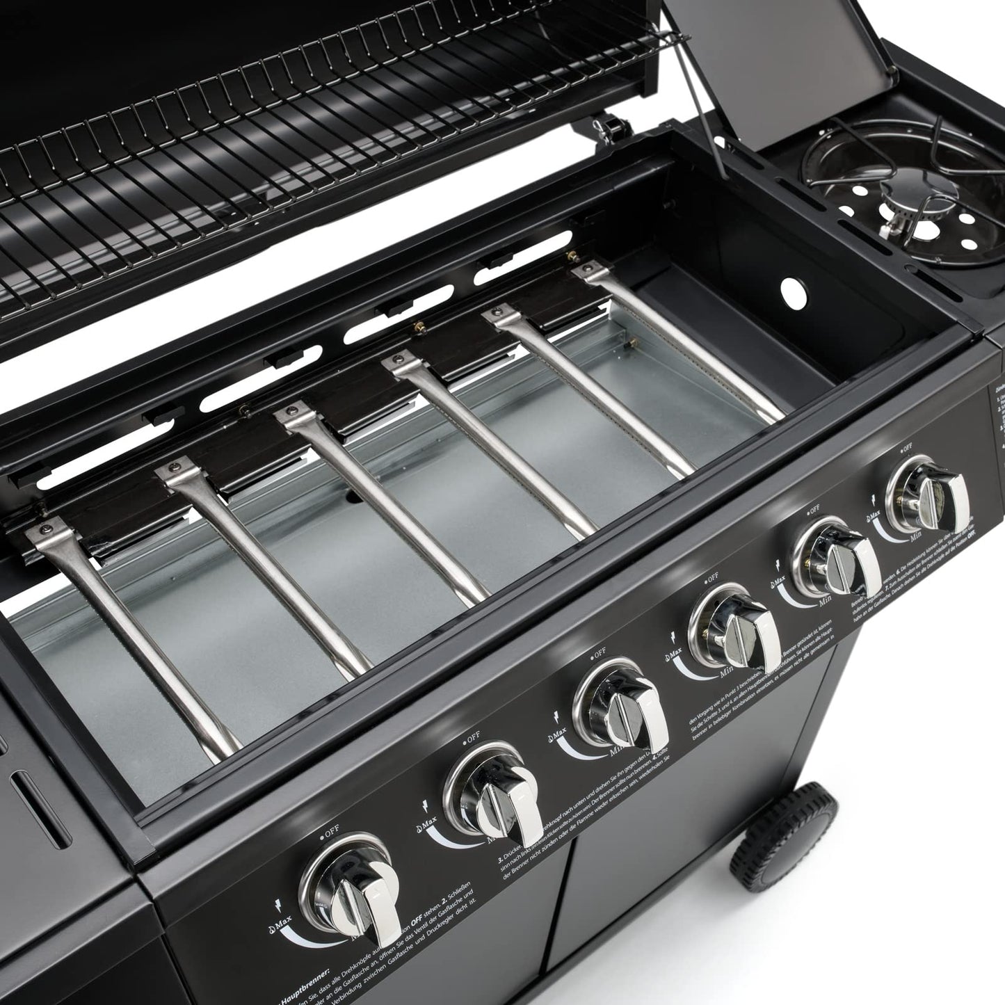 TAINO BASIC BBQ Gas Grill Grill Cart Stainless Steel Burner + Side Cooker Grill (BASIC 6+1 Gas Grill)
