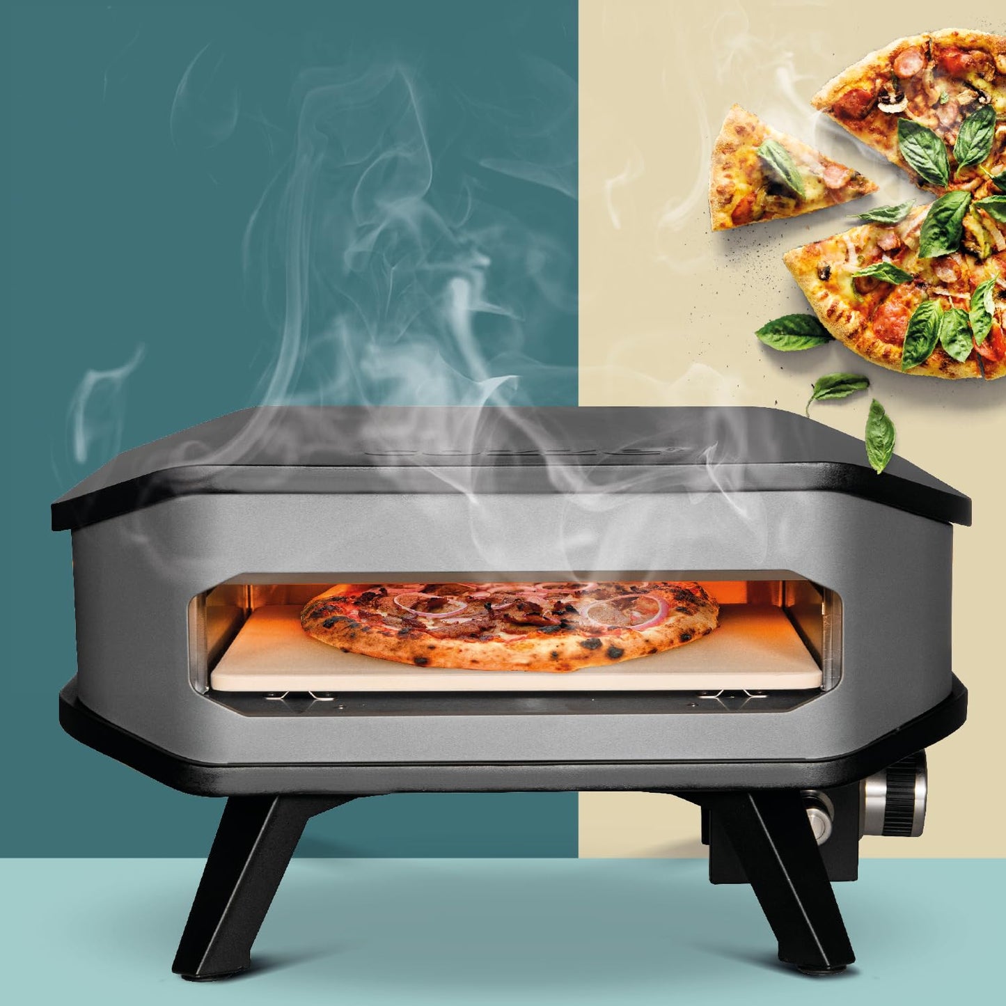 Cozze® 13" Gas-Pizzaofen für den Außenbereich mit Pizzastein und Regler, 5.0 kW 50 mbar – Perfekte Pizzen in nur 2 Minuten