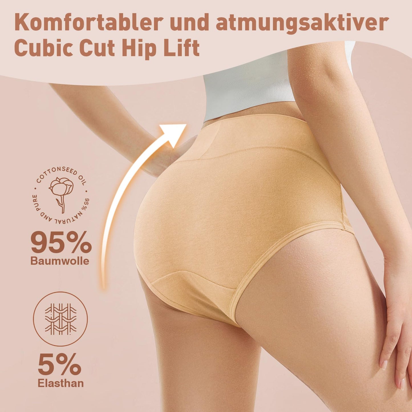 Women's High Waist Cotton Briefs Underwear 6-Pack