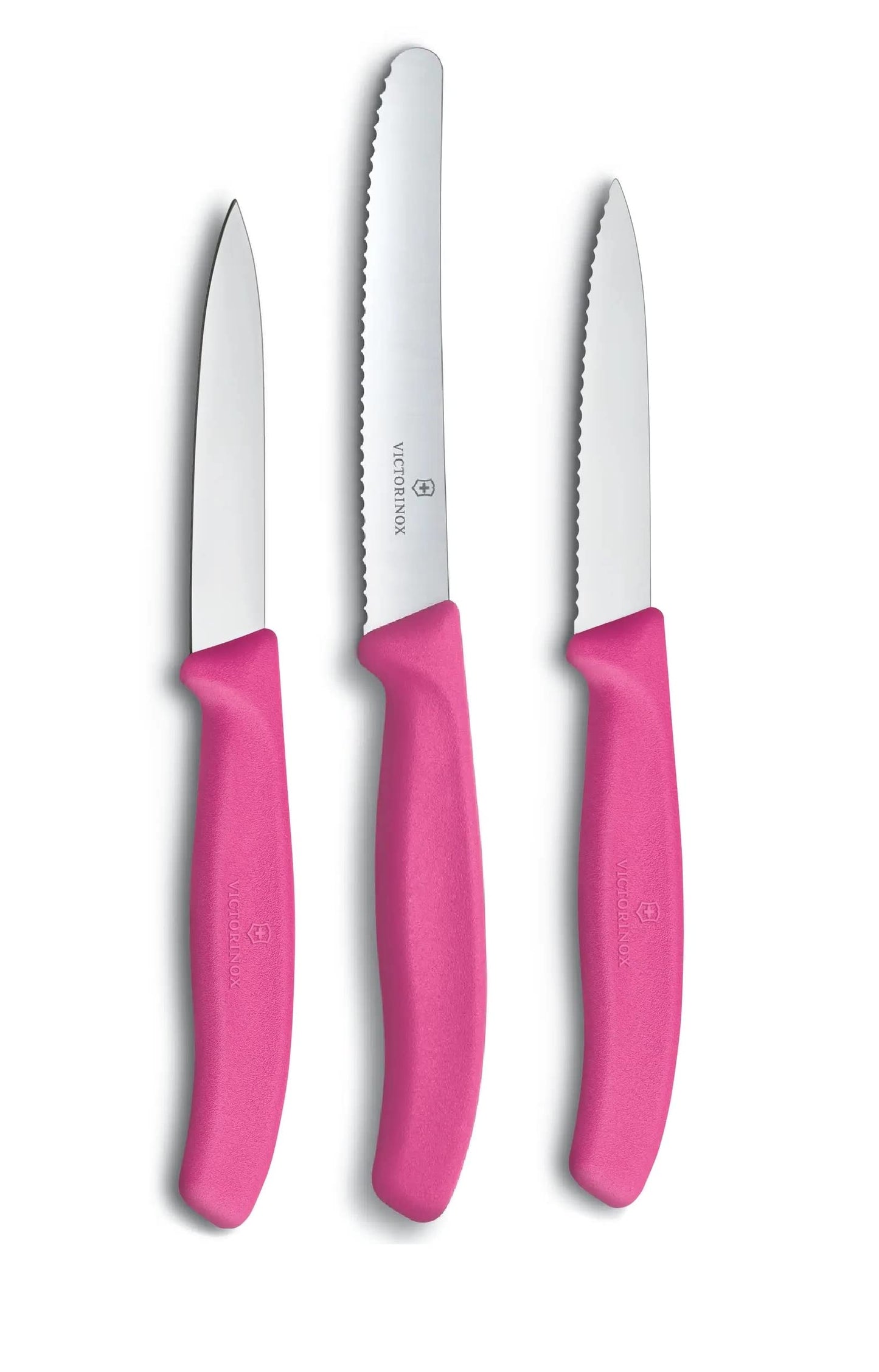 Victorinox Swiss Classic Gemüsemesser-Set, 3-teilig, Obstmesser, Gerader Schliff, Extra Scharf, Robuster Kunststoffgriff, mehrfarbig