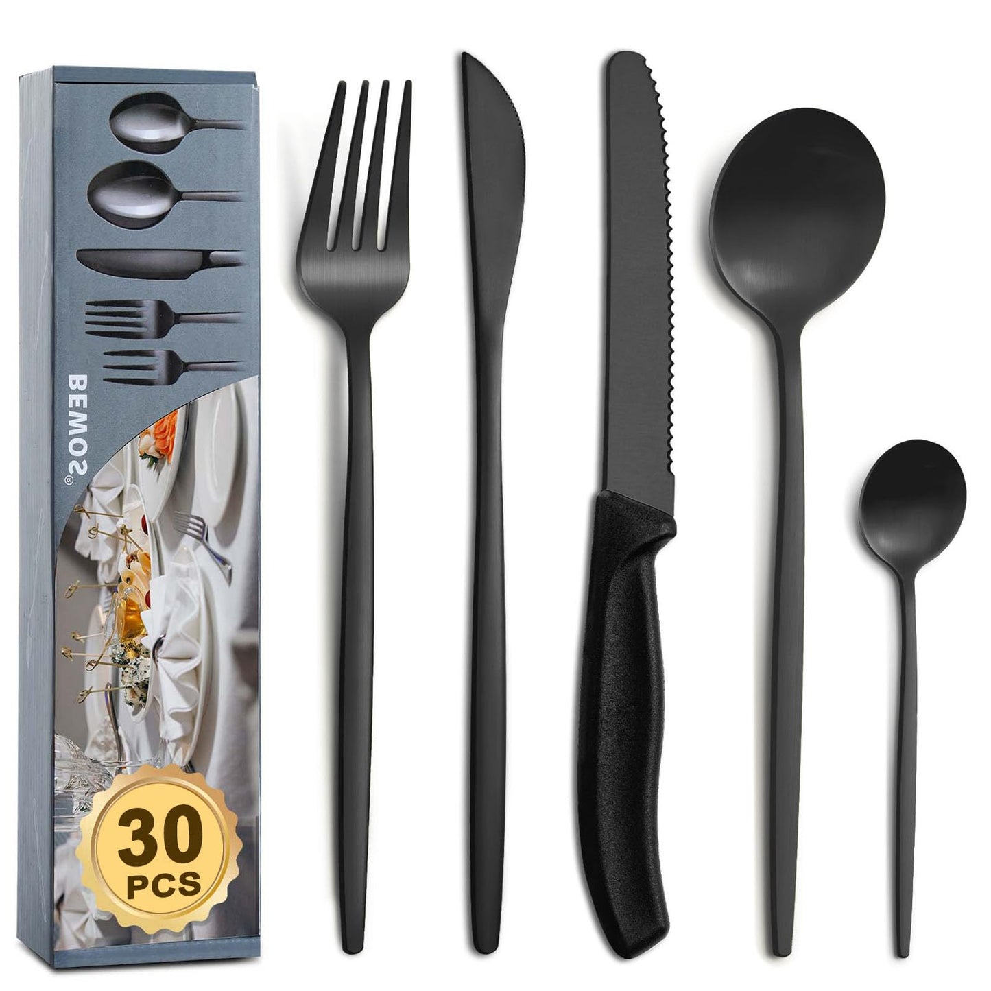 BEWOS 36-teiliges Besteck set mit Steakmesser Service für 6, Premium-Edelstahl-Bestecksets für Haus & Küche, Hochwertiges Messer-Löffel-Gabel-Besteck-Set Hochglanzpoliert, Spülmaschinenfest