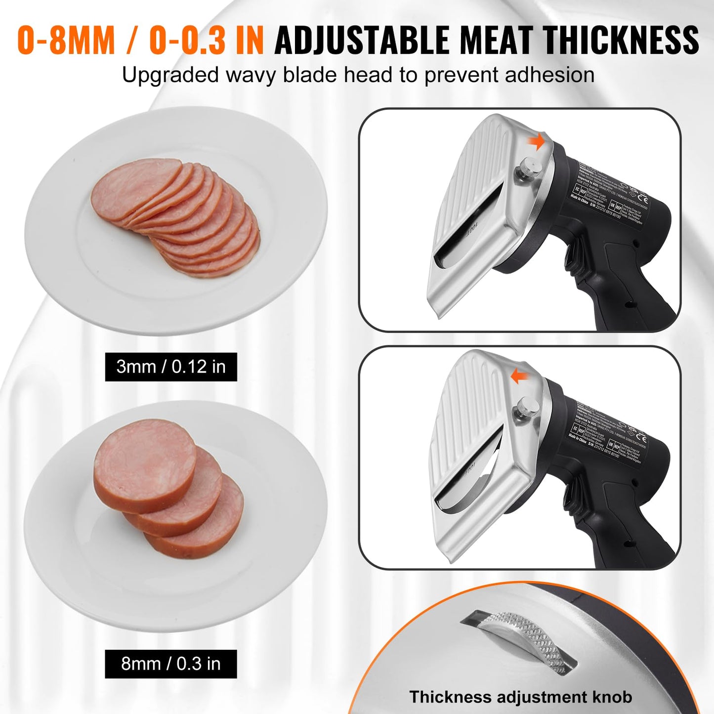 VEVOR Elektrisches Schawarma-Messer,Türkisches Kebab-Messer, Kommerzieller Gyro-Schneider aus Edelstahl, Döner-Kebab-Fleischschneider