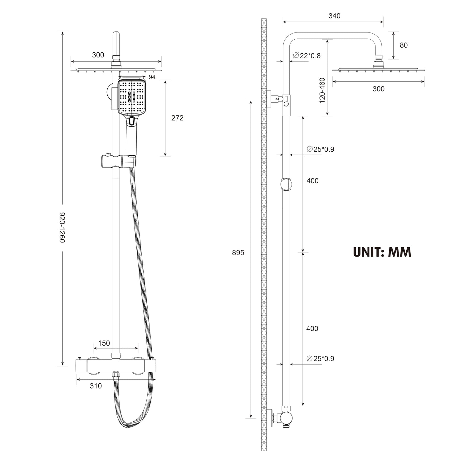 Rainsworth Thermostatic Shower System Round Rain Shower Set