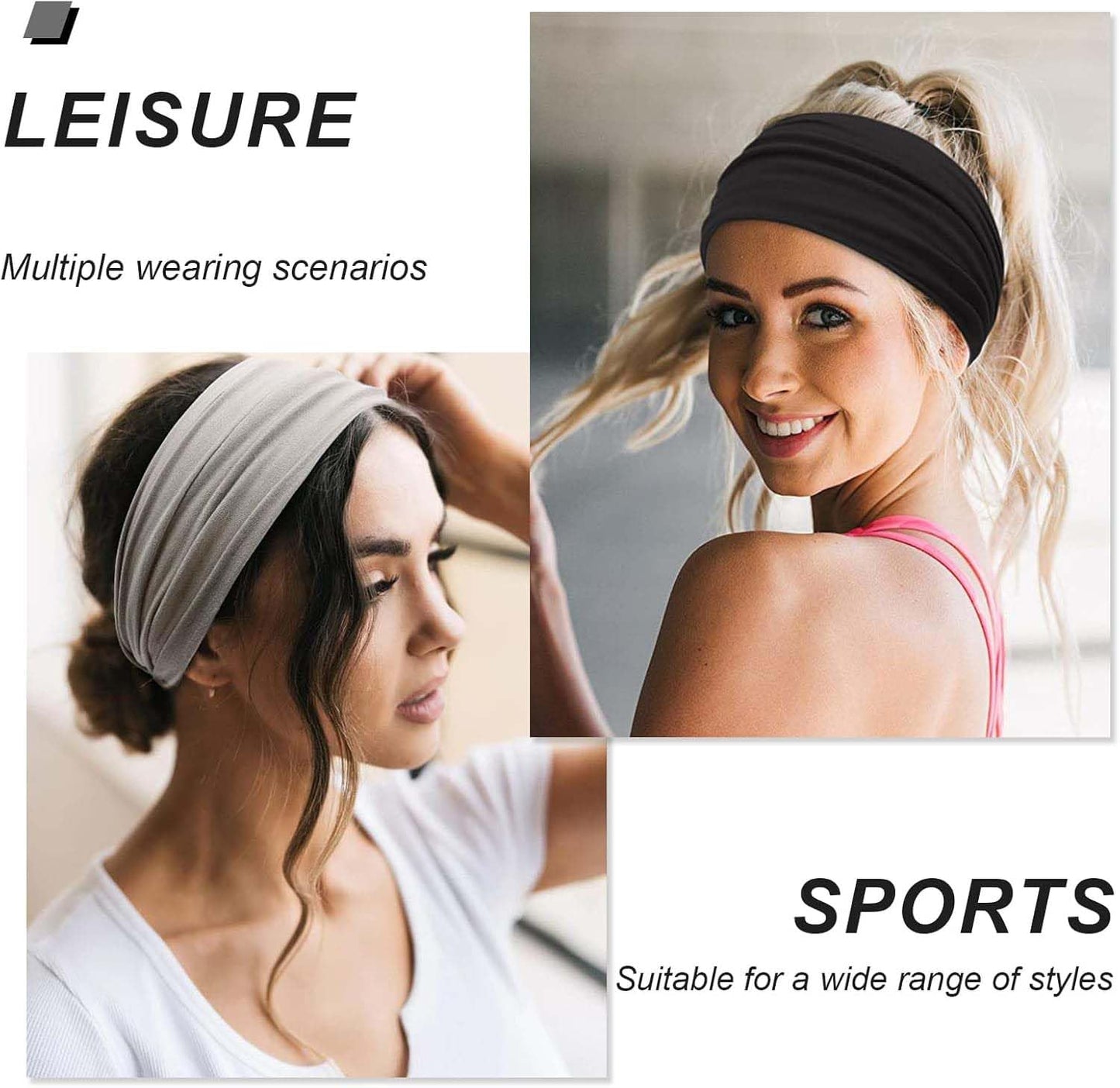 BELEVO Haarband Damen, Extra Breit Stirnband Damen Dünn 18cm Haarbänder Elastische Stirnbänder Weiche Haarreifen Headband Haarschmuck für Yoga Sport 4 Stück