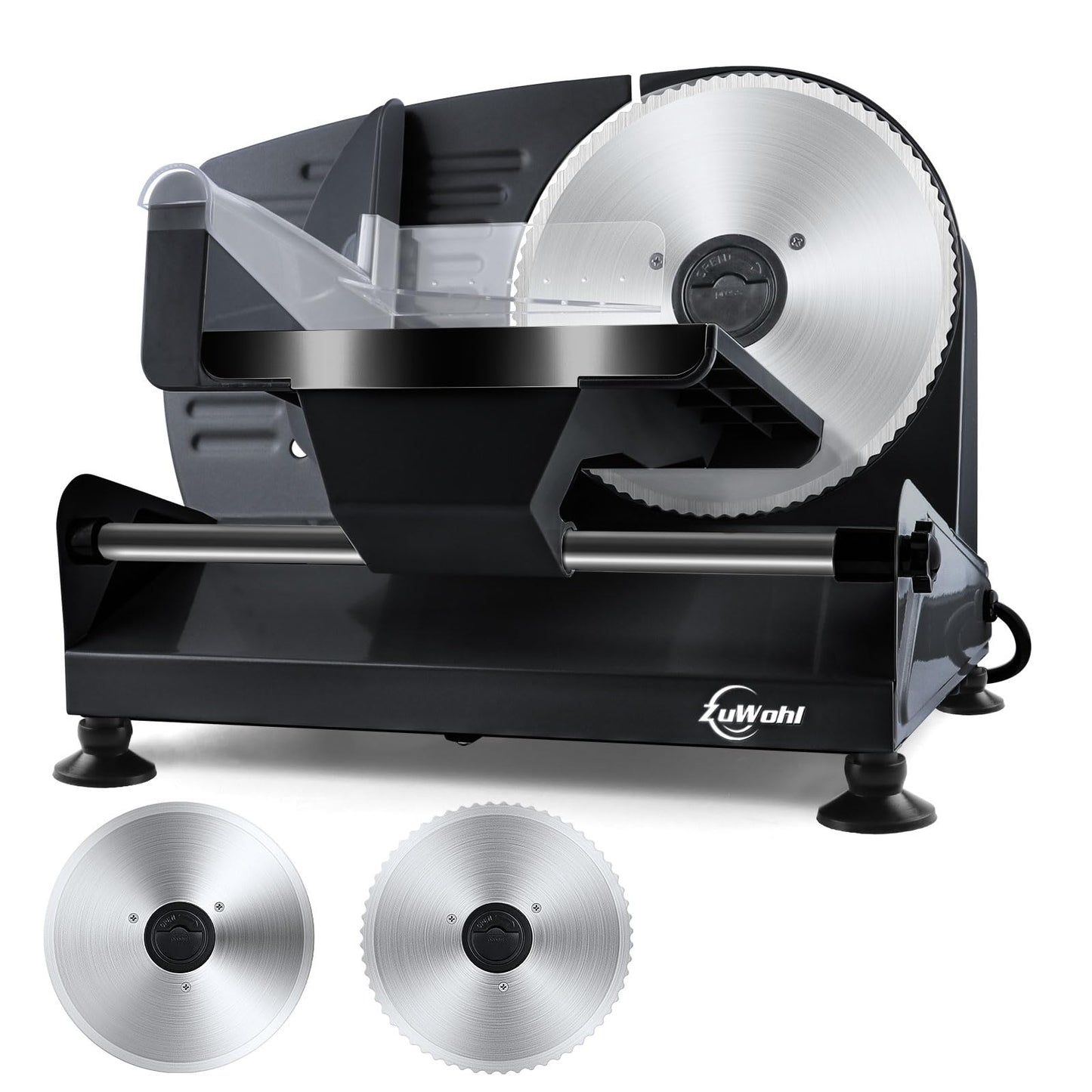 200Watt Electric All-Purpose Slicer Stainless Steel - Adjustable Food Processor 0 to 15mm - 2 Blades - Sausage Slicer - Bread Slicer, Ham Slicer, Electric Knife Meat & Cheese