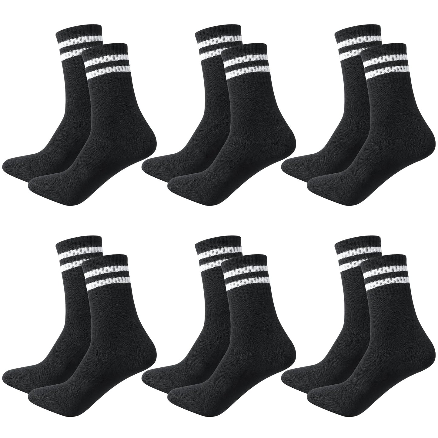Taonganui Men’s Tennis Socks – 6-Pack Striped Cotton Sports Socks