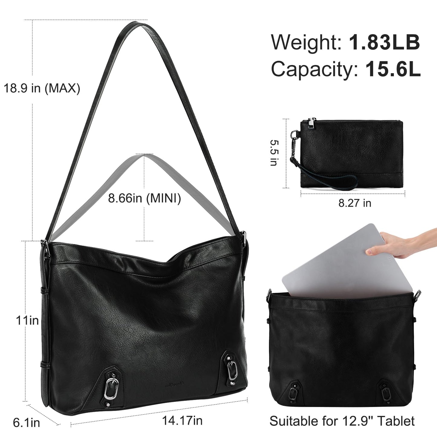 Chase Chic Women's Handbag – Leather Crossbody & Shopper Hobo Bag Set